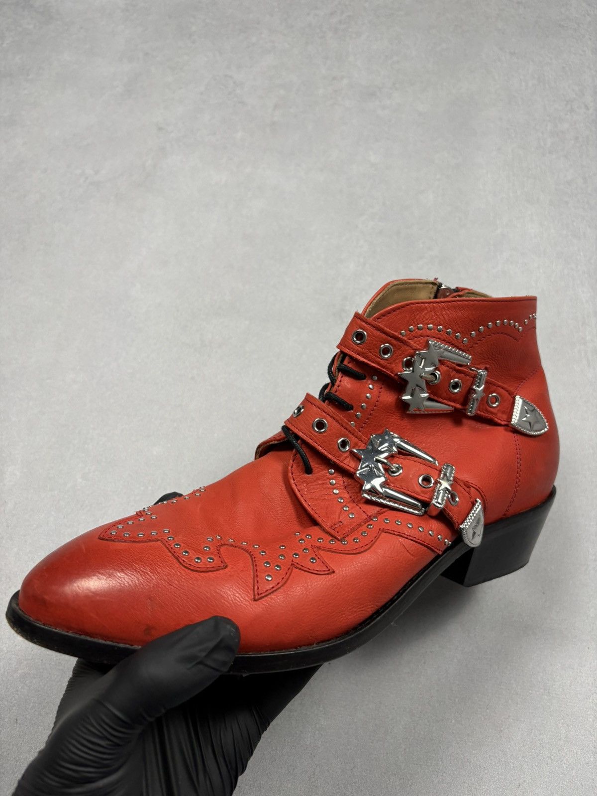 Other Air & Grace London Red Western Buckle Leather Boots 43 West Size US 10 / EU 43 - 16 Thumbnail