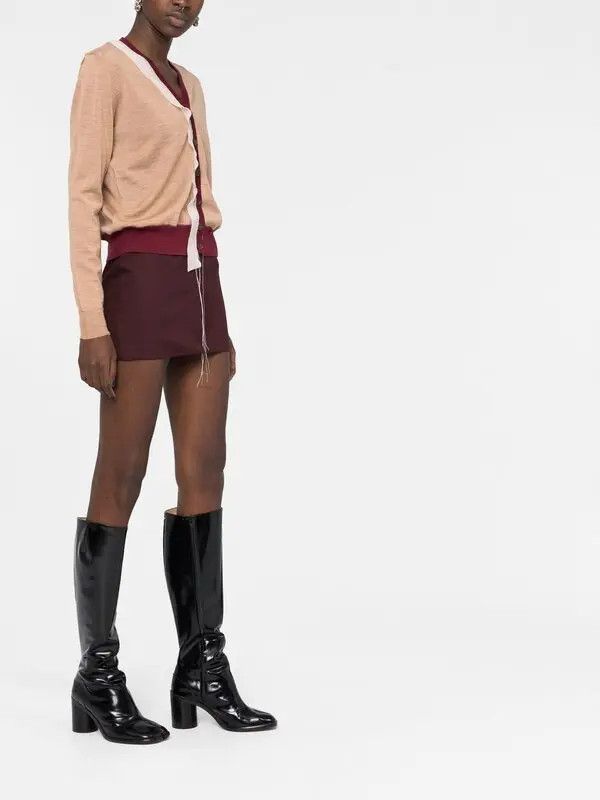 Maison Margiela o1y0625 Cardigan in Sand/Burgundy Size XS / US 0-2 / IT 36-38 - 4 Thumbnail