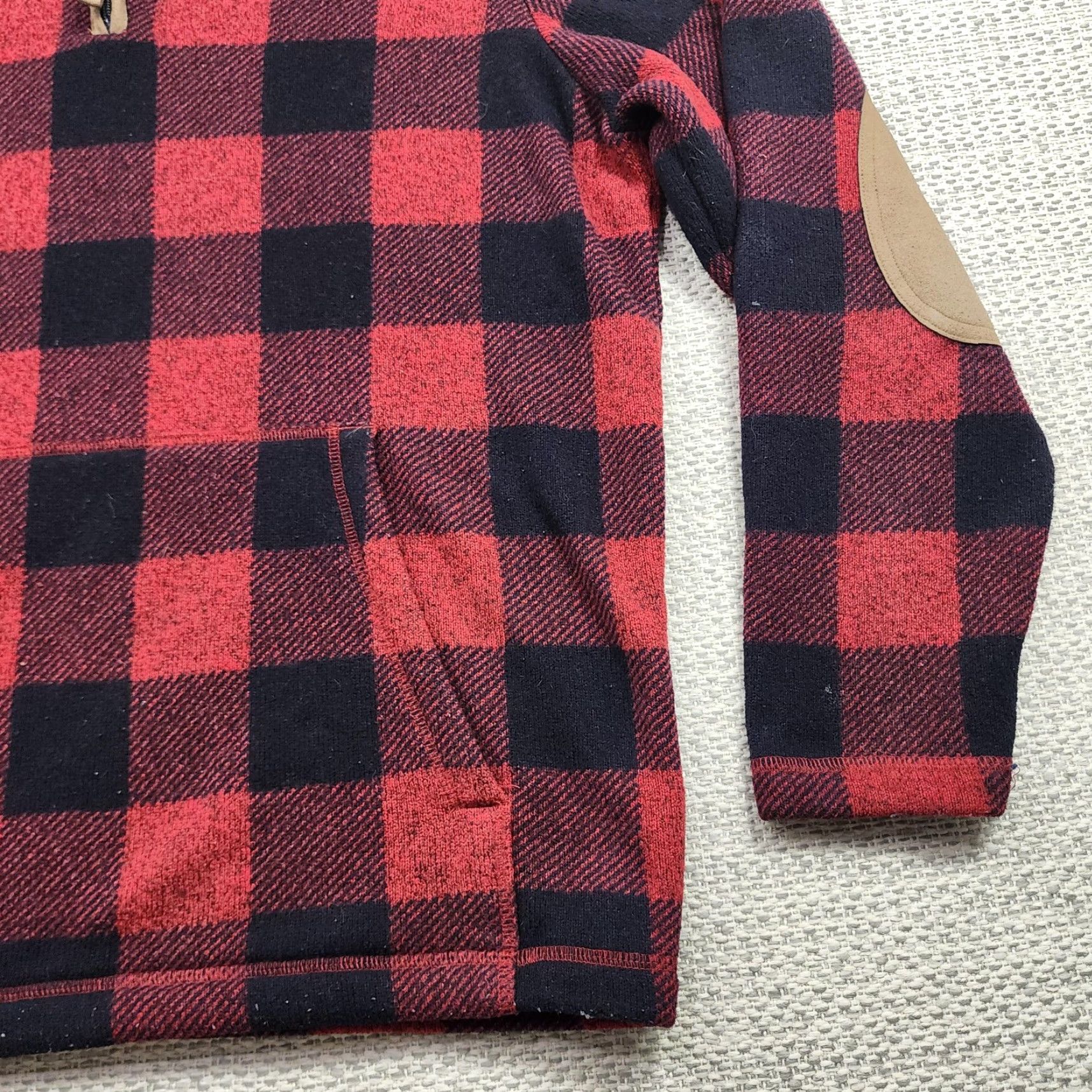 Cremieux Cremieux Sweater Mens Large Red Buffalo Plaid Quarter Zip Pullover Elbow Patch Size US L / EU 52-54 / 3 - 2 Thumbnail