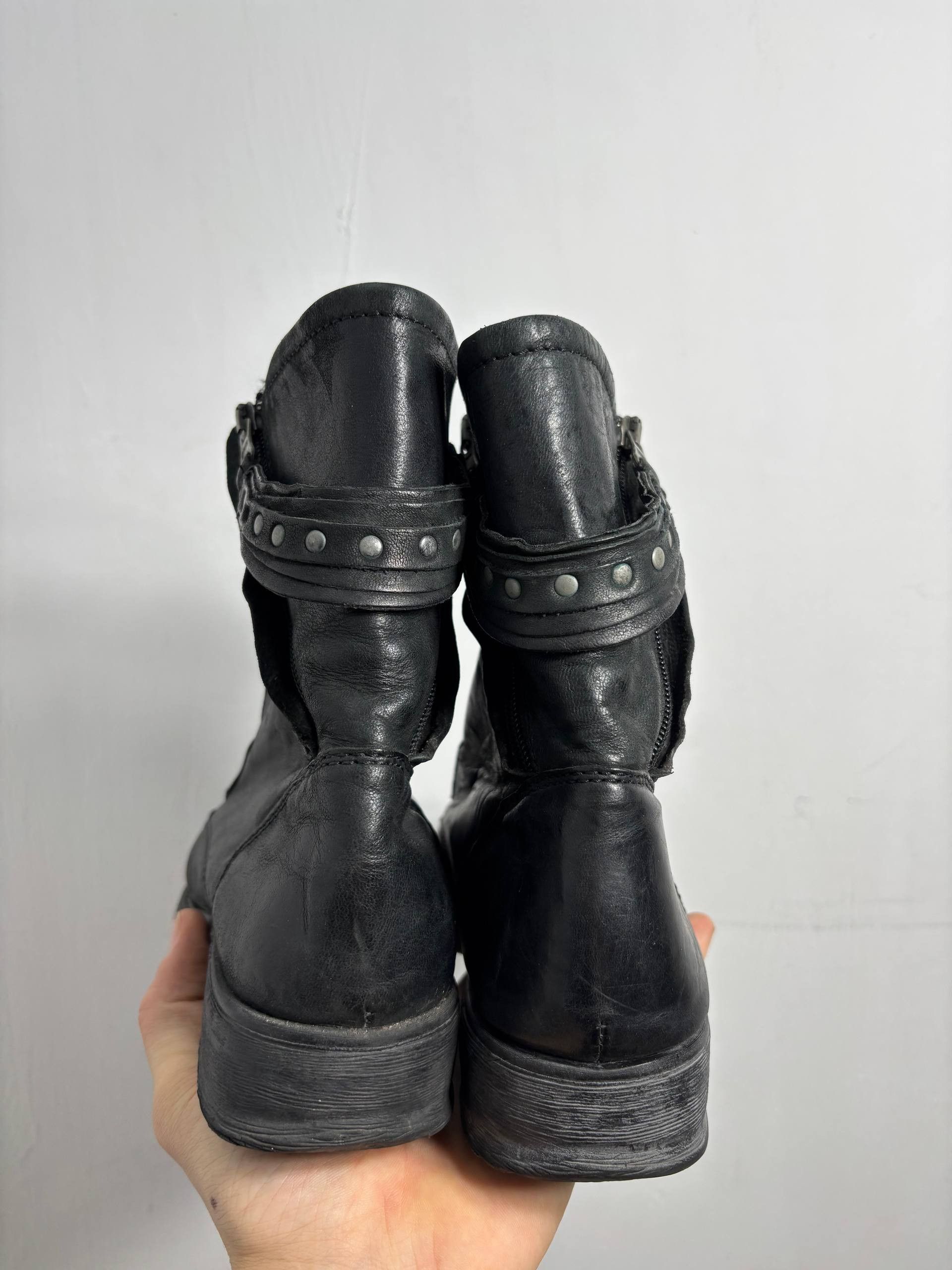 Buffalo London Buffalo Avant Garde Biker Leather Boots VTG Rick Owens STYLE Size US 5.5 / EU 38 - 7 Thumbnail