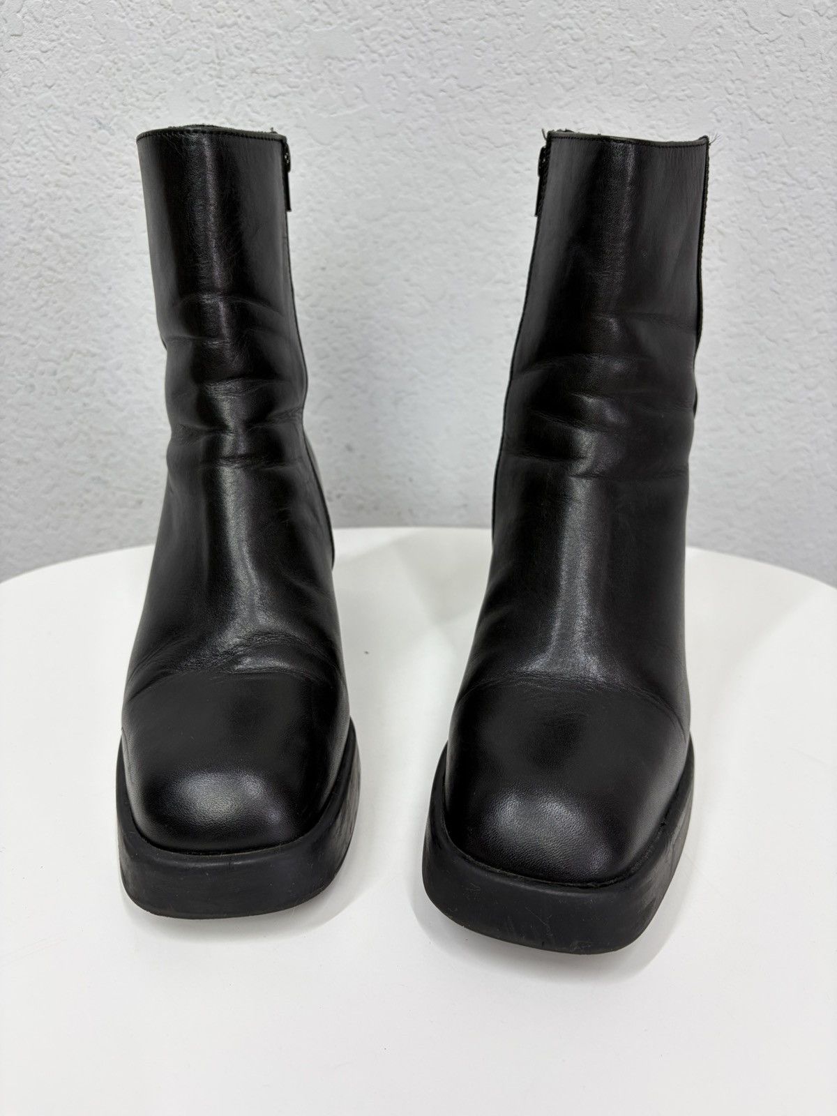 Hedi Slimane Vintage Italian AS 98 Rick Owens Style Leather Biker Boots Size US 8.5 / EU 41-42 - 8 Thumbnail