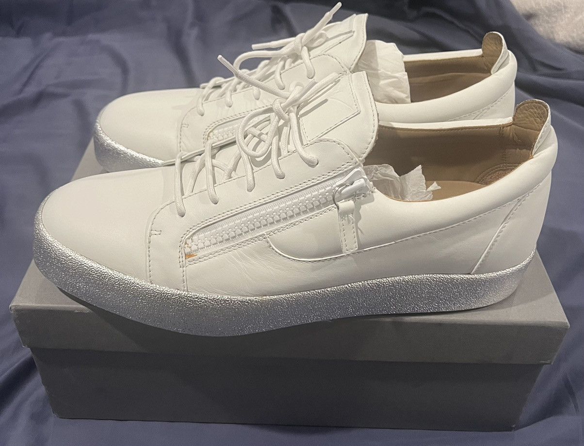 Giuseppe Zanotti Giuseppe Zanotti Mens Sneakers - White Leather/Silver Size US 15 / EU 48 - 2 Thumbnail