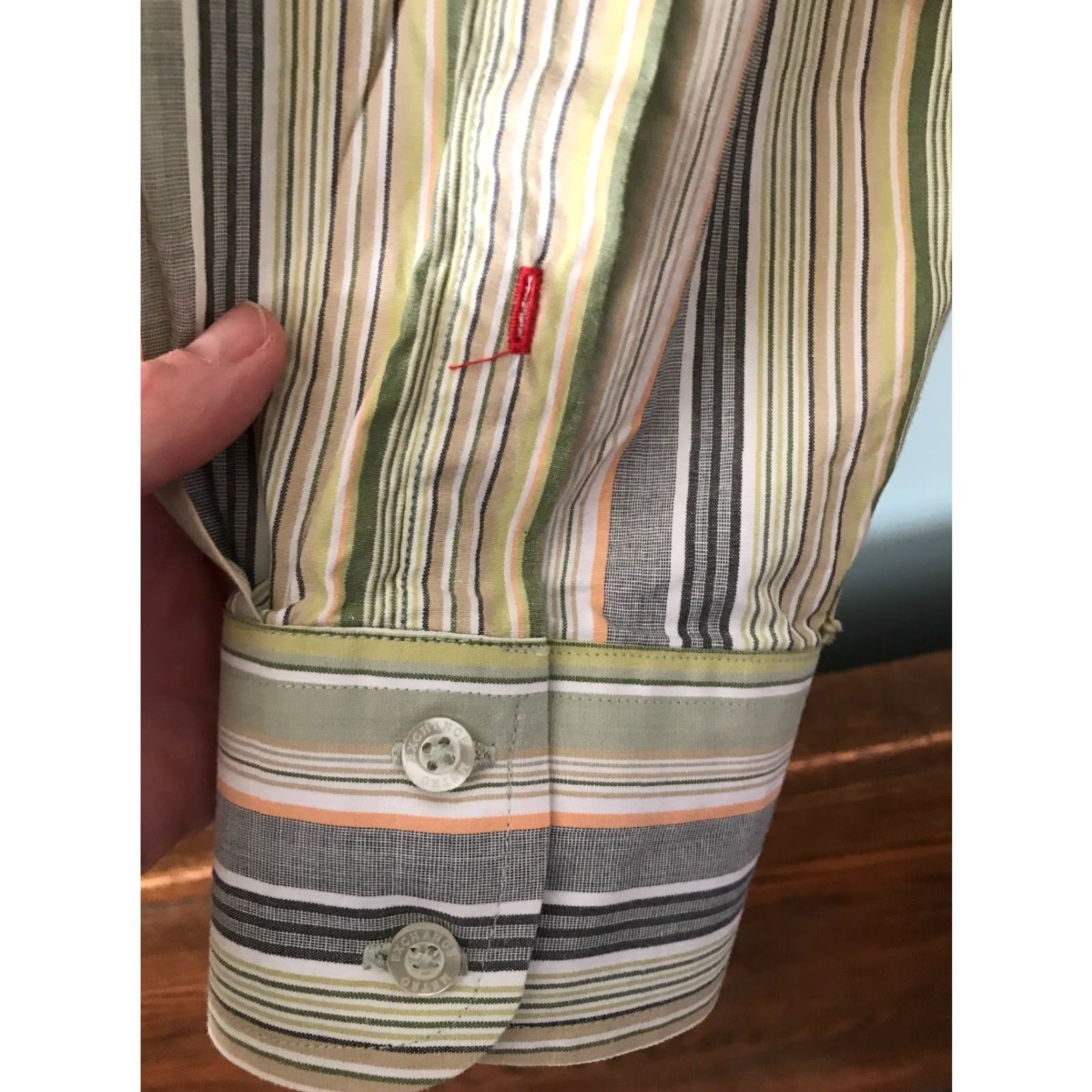 Etro Metro Exchange XXL Green Stripe Button Down Men's Shirt 100% Cotton Size US XXL / EU 58 / 5 - 7 Thumbnail