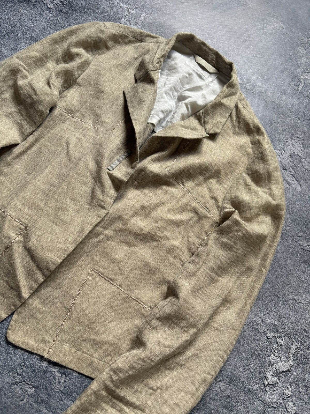 Marithe + Francois Girbaud Vintage Marithe Francois Girbaud Beige Linen Blazer Jacket Size XS / US 0-2 / IT 36-38 - 4 Thumbnail