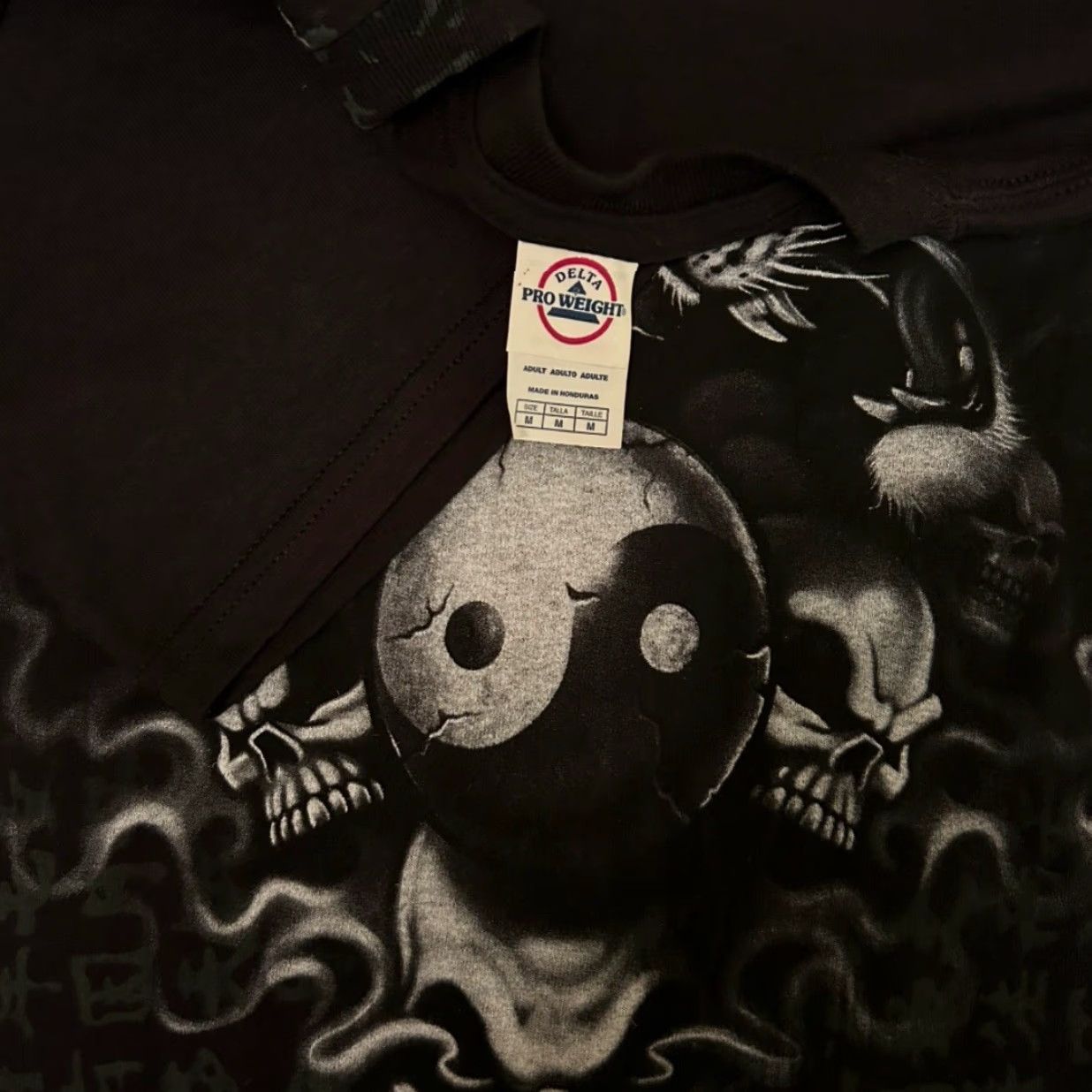 Vintage VINTAGE Y2K Skull Ying Yang Tribal MMA Grunge Punk Hip Hop VTG Shirt Mens Size M Black All Over Print Shirt Mens M Size US M / EU 48-50 / 2 - 2 Thumbnail