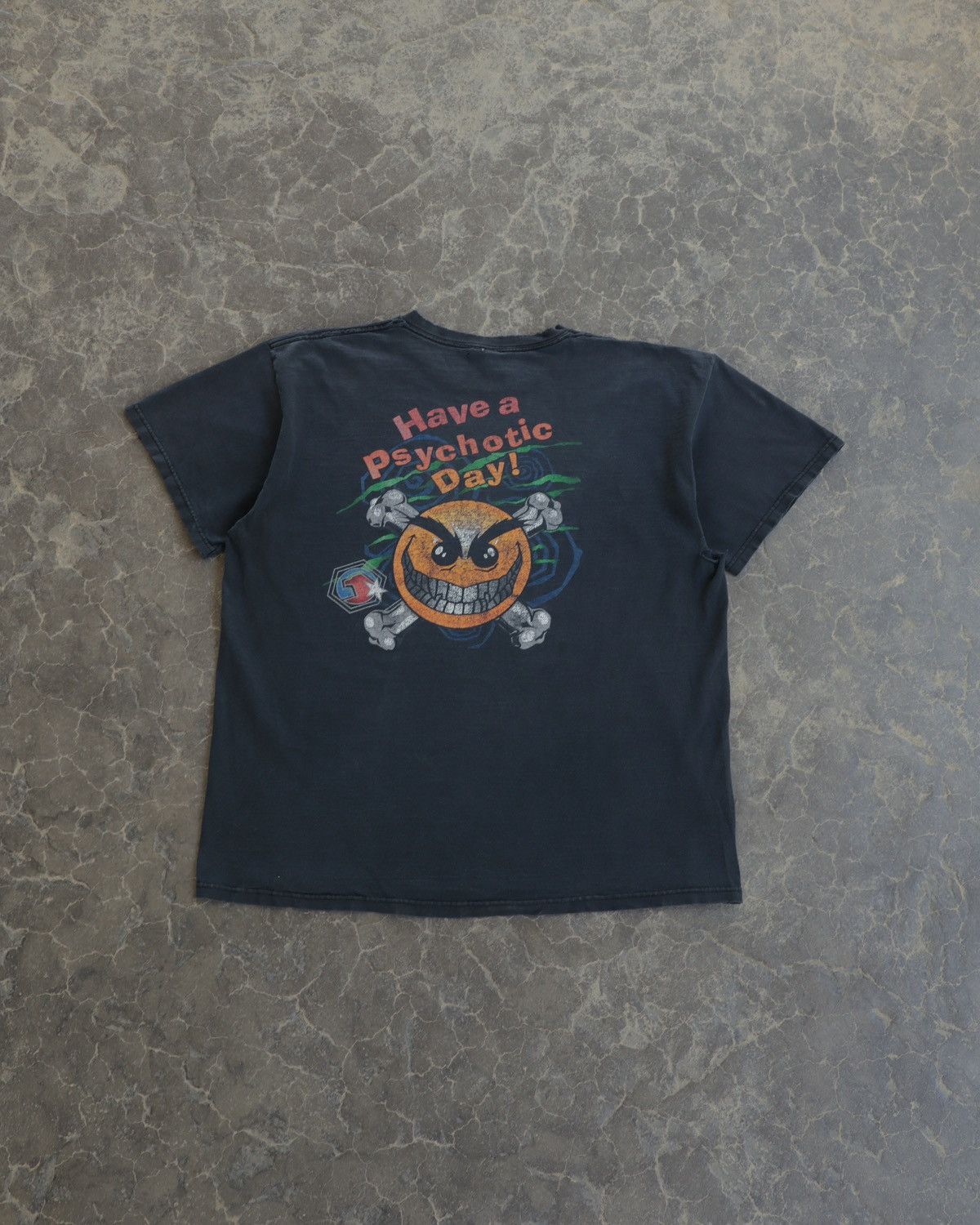 Vintage Vintage Archive Have A Psychotic Day Navy Tee Band Skull USA Size US L / EU 52-54 / 3 - 1 Thumbnail