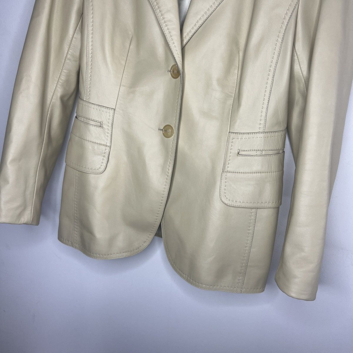 Escada Escada Nappa Leather Jacket Blazer Beige Luxury Size M / US 6-8 / IT 42-44 - 6 Thumbnail