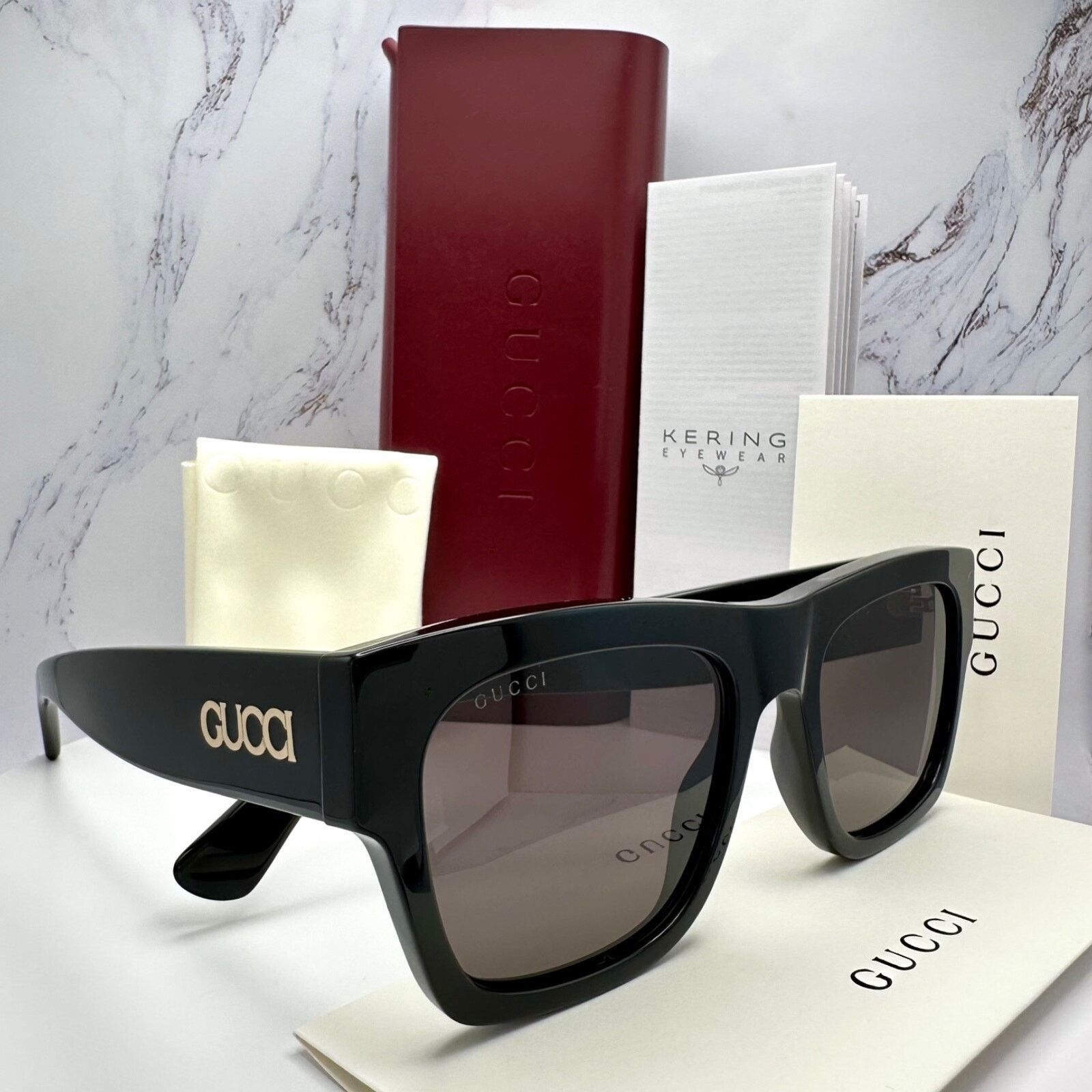 Gucci New GUCCI Sunglasses 2025 Collection Black Gold Letter Logo Size ONE SIZE - 1 Thumbnail
