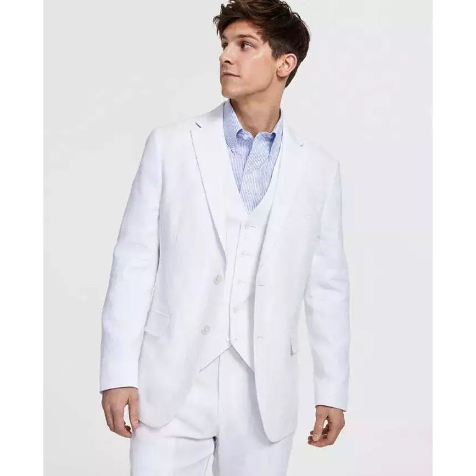 Tommy Hilfiger Tommy Hilfiger Men's White Linen Modern Suit Jacket Size 40S Size 40S - 1 Thumbnail