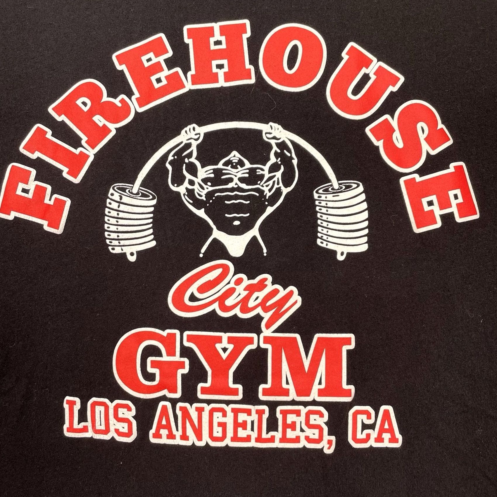 Vintage Los Angeles Gym Shirt Men’s M Firehouse Gym Parody Tee Lifting Body Builder Black Funny Tee Mens M Size US M / EU 48-50 / 2 - 2 Thumbnail