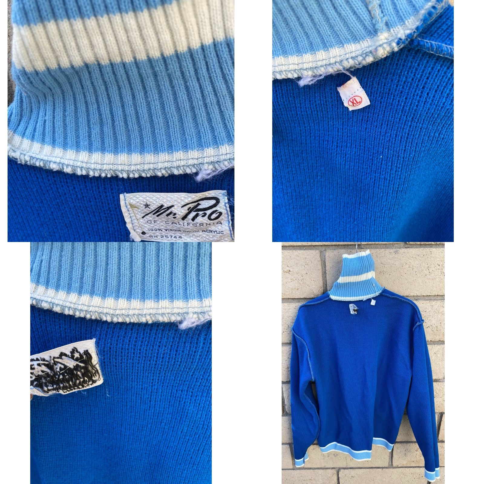 Vintage VINTAGE Mr Pro OF California Blue Acrylic Knit Sweater Turtleneck XL USA Made Size US XL / EU 56 / 4 - 8 Thumbnail