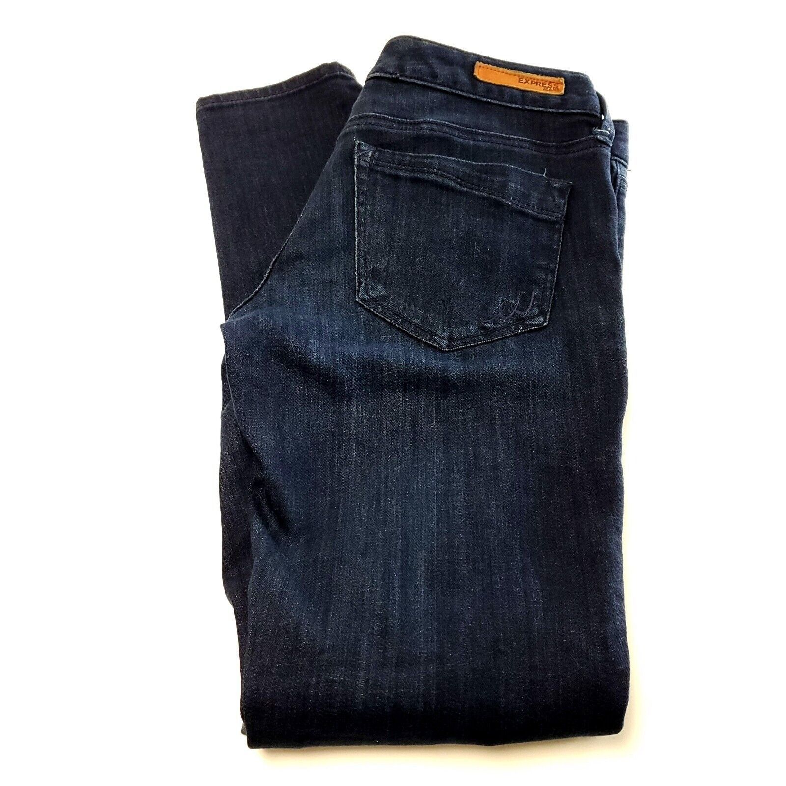 Express Express Legging Stella Low Rise Dark Blue Whisker Denim Jean Size 30" / US 8 / IT 44 - 1 Thumbnail