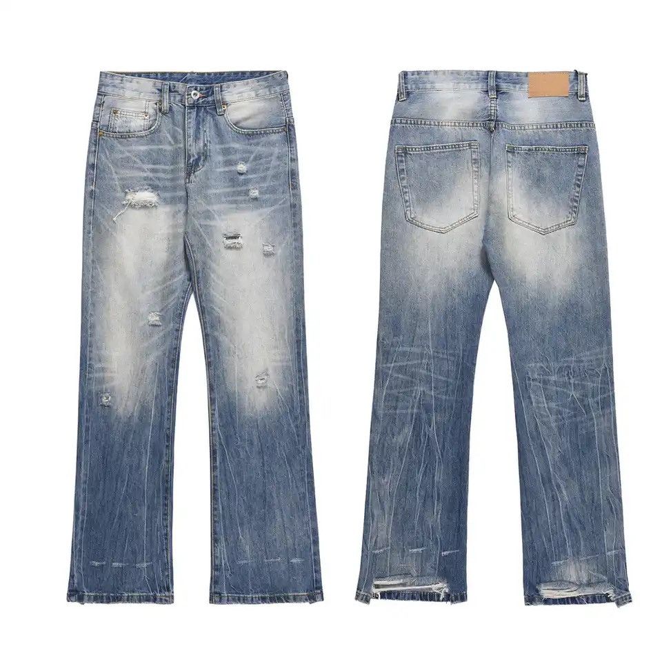 Japanese Brand × Vintage Ripped Jeans for Men Street Slim Blue Size US 33 - 6 Thumbnail
