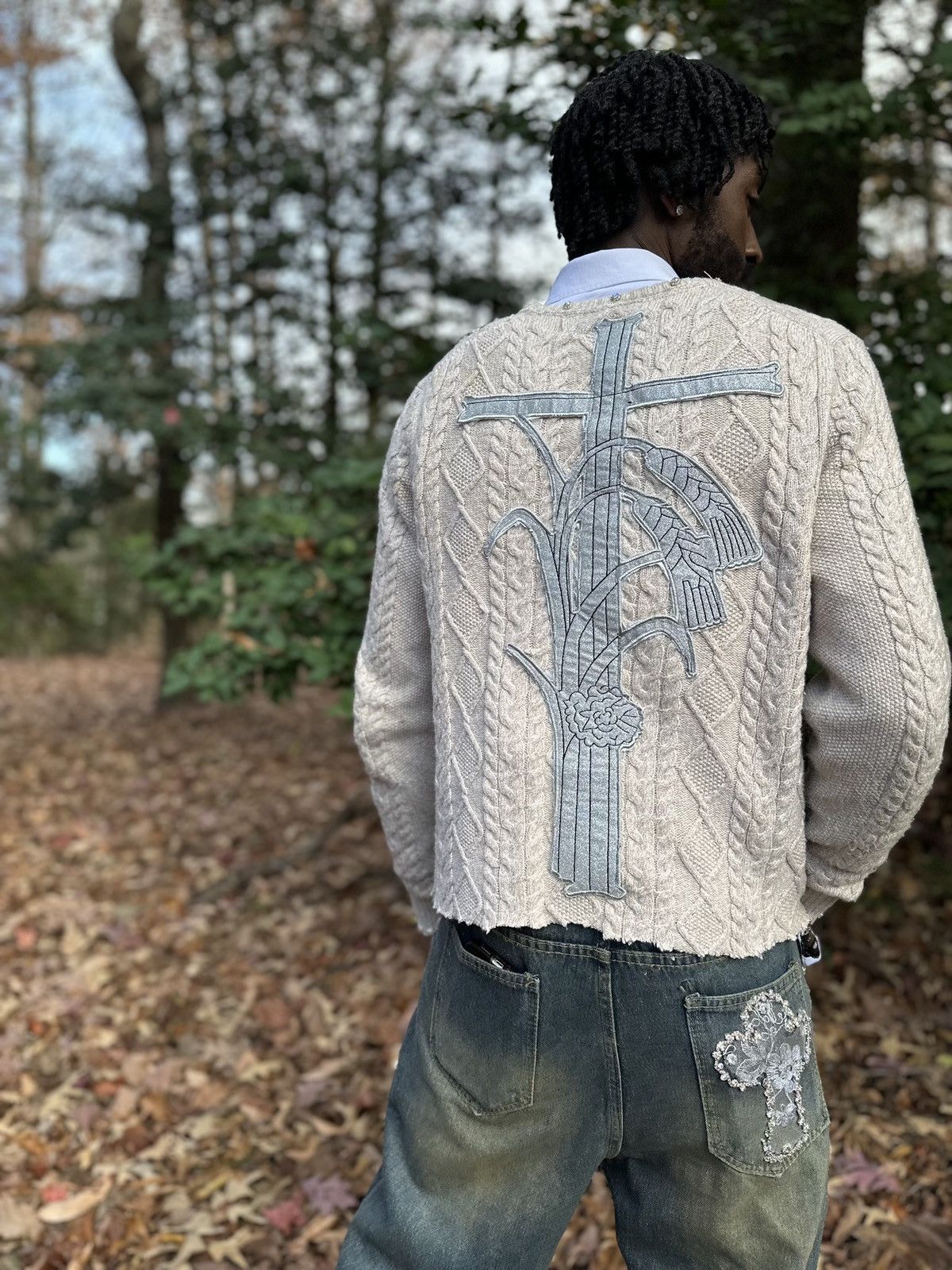 Japanese Brand Jeweled DECALOGUE 💎 Tan Sweater SAMPLE Size US M / EU 48-50 / 2 - 4 Thumbnail