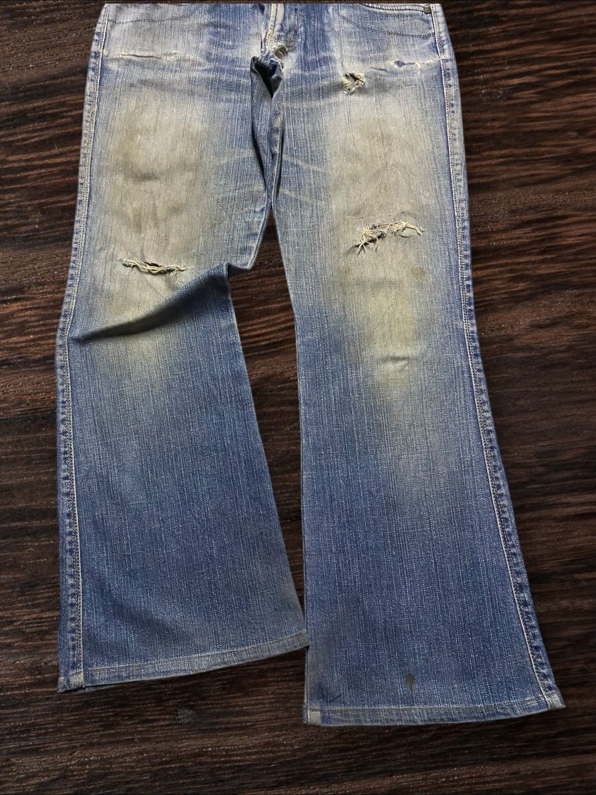 7 For All Mankind Vintage Japanese Brand C Seventeen Mud Wash Flare Jeans Size 31" - 5 Thumbnail