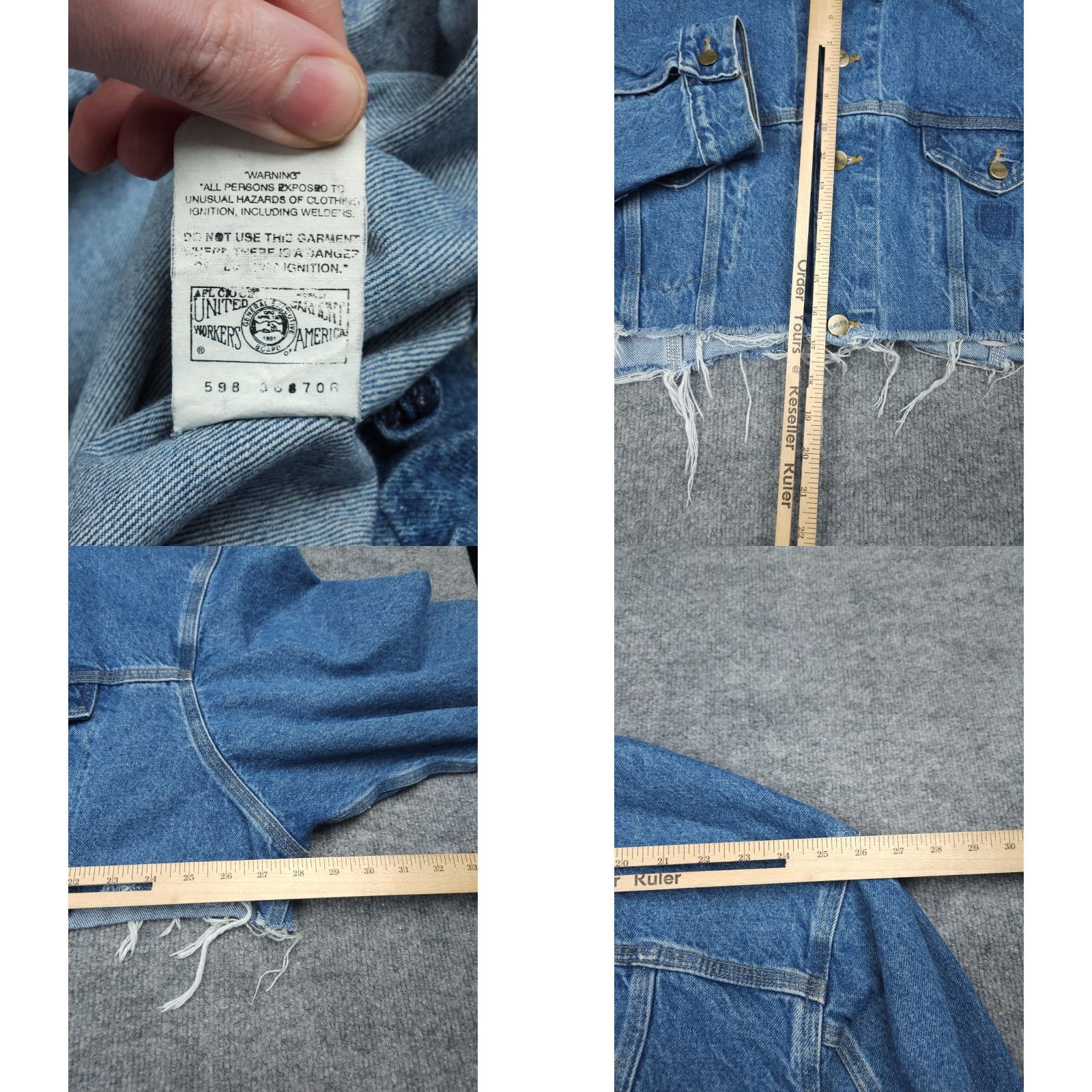 Carhartt **VINTAGE CARHARTT MEN'S 2XL BLUE CUTOFF WORKJACKET** User: Vintage Carhartt Men's 2XL Blue Cutoff Workjacket Made USA JU0998 Button Size US XXL / EU 58 / 5 - 8 Thumbnail