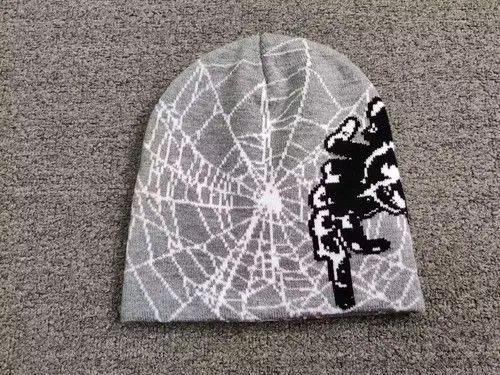 Other Spider Web Graphic No Cuff Beanie Hat Grey Size ONE SIZE - 4 Thumbnail