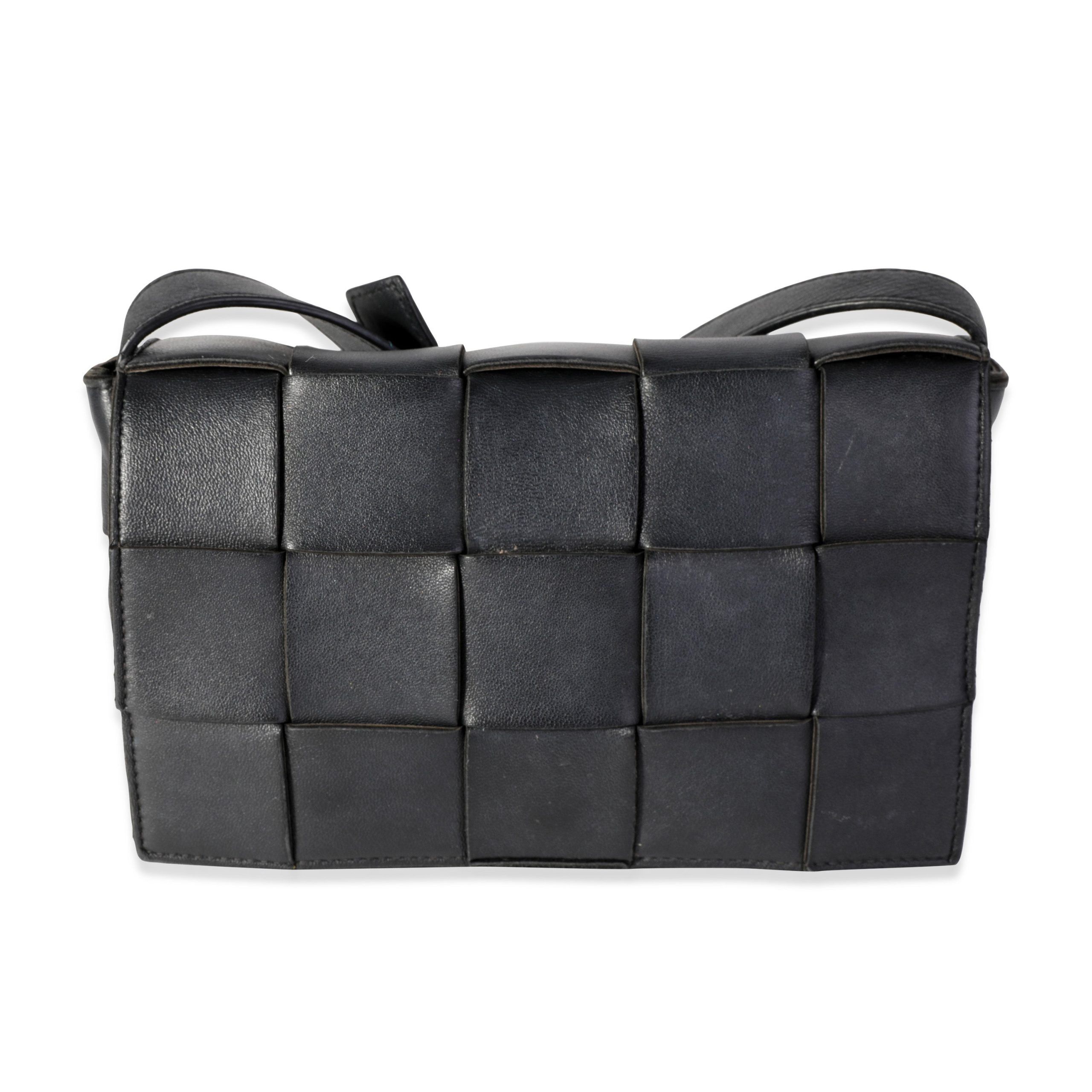 image of Bottega Veneta Black Intrecciato Calfskin Cassette Bag, Women's