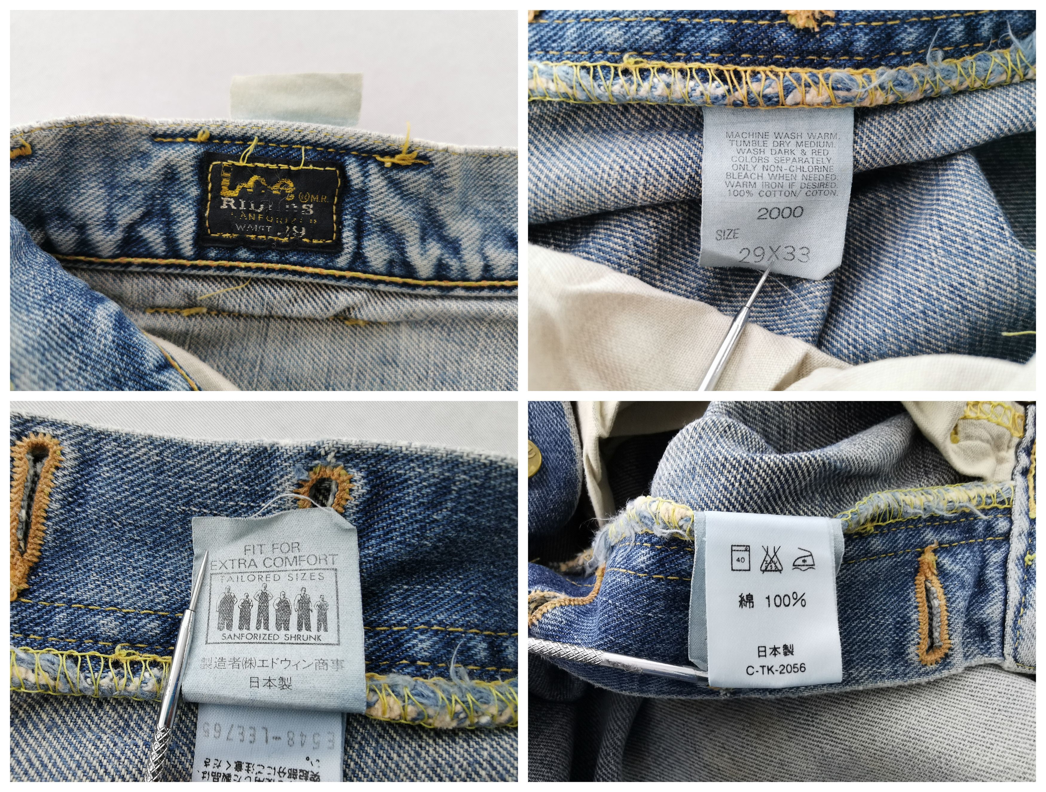 Lee Distressed Vintage 90's Lee Half Selvedge Made In Japan Size US 29 - 8 Thumbnail