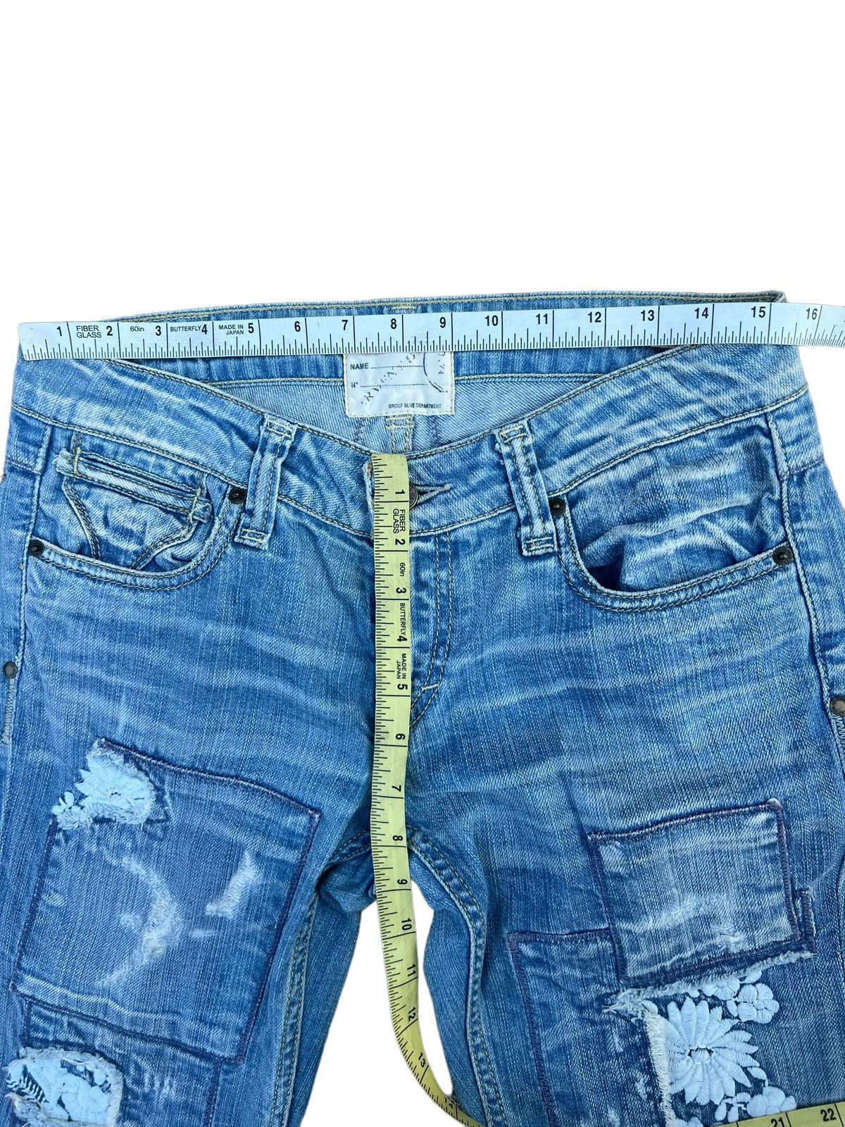 Jimmy Taverniti Vintage 00s Taverniti Embroidery Denim Peggy Flare Jeans Size US 29 - 3 Thumbnail