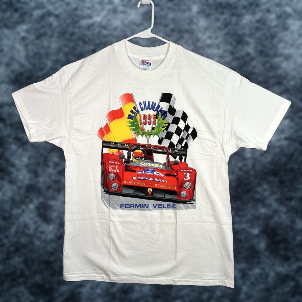 Hanes VINTAGE Hanes 1995 Ferrari Fermin Velez Graphic Tee Adult XL White Mens Size US XL / EU 56 / 4 - 1 Thumbnail