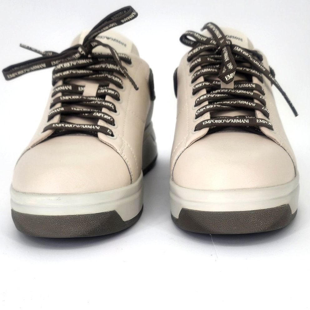 Emporio Armani Emporio Armani Beige Leather Low-Top Sneakers 41 Size US 8 / EU 41 - 4 Thumbnail