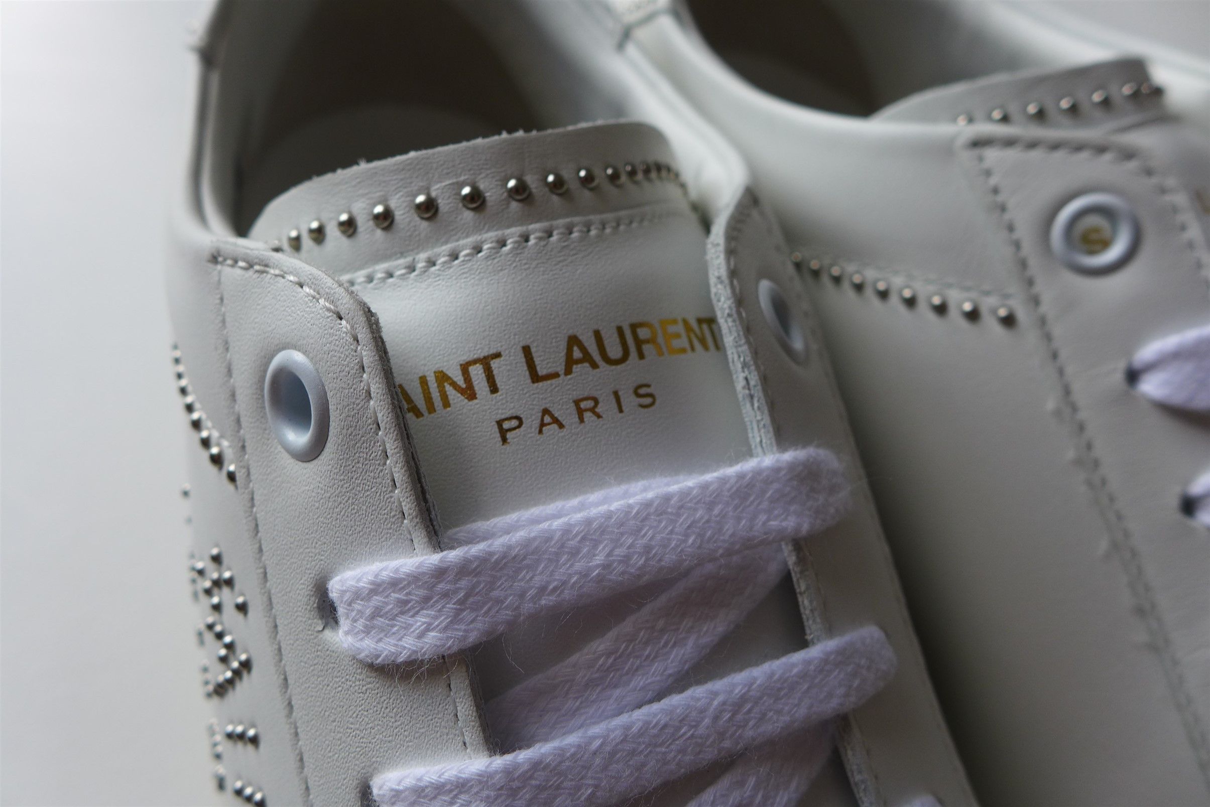 Saint Laurent Paris Saint Laurent SL/08 Sneakers - Studded White Calf Leather Size US 11 / EU 44 - 5 Thumbnail