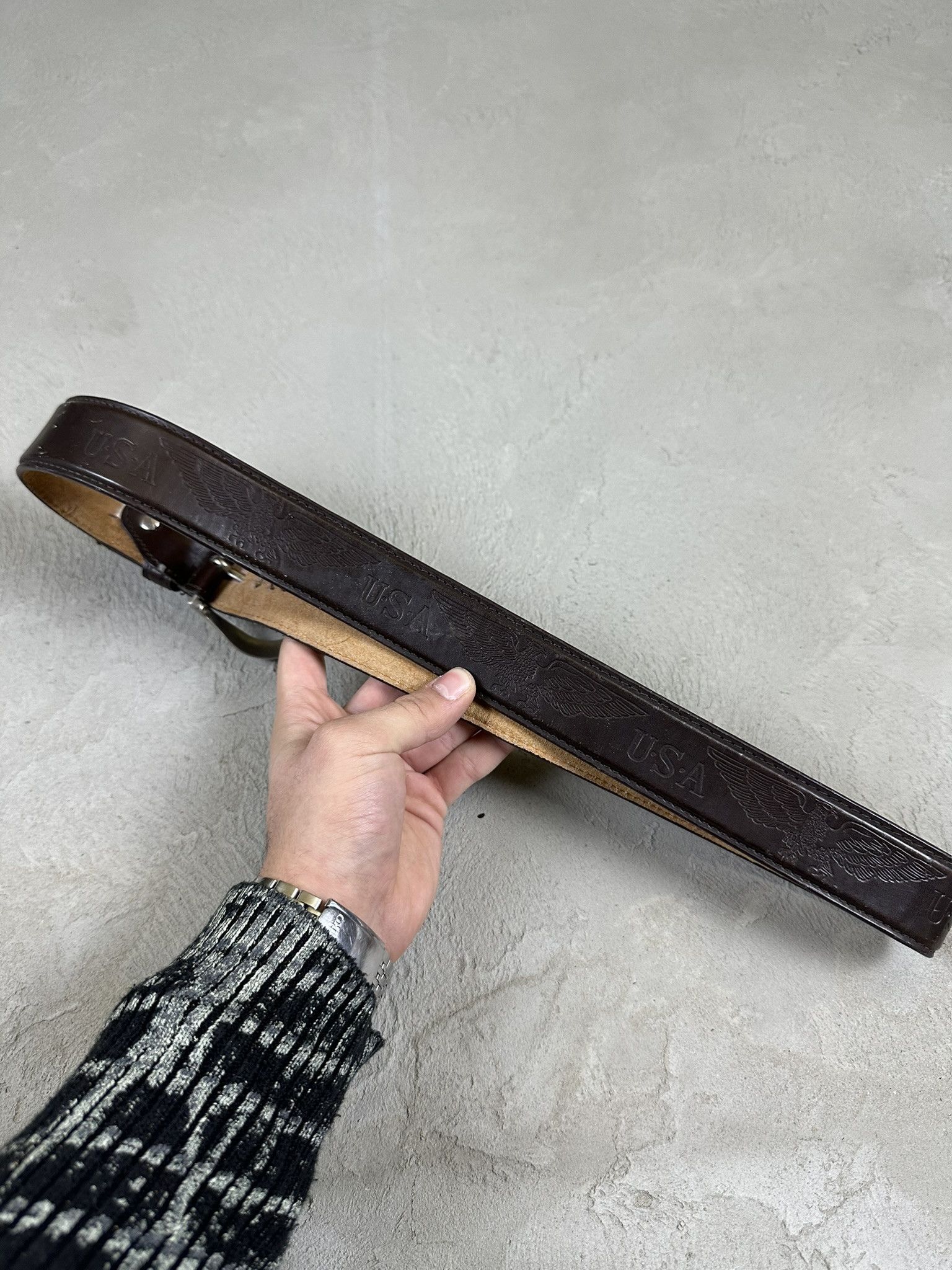 Vintage 90s Vintage Genuine Leather USA Belt Size ONE SIZE - 4 Thumbnail