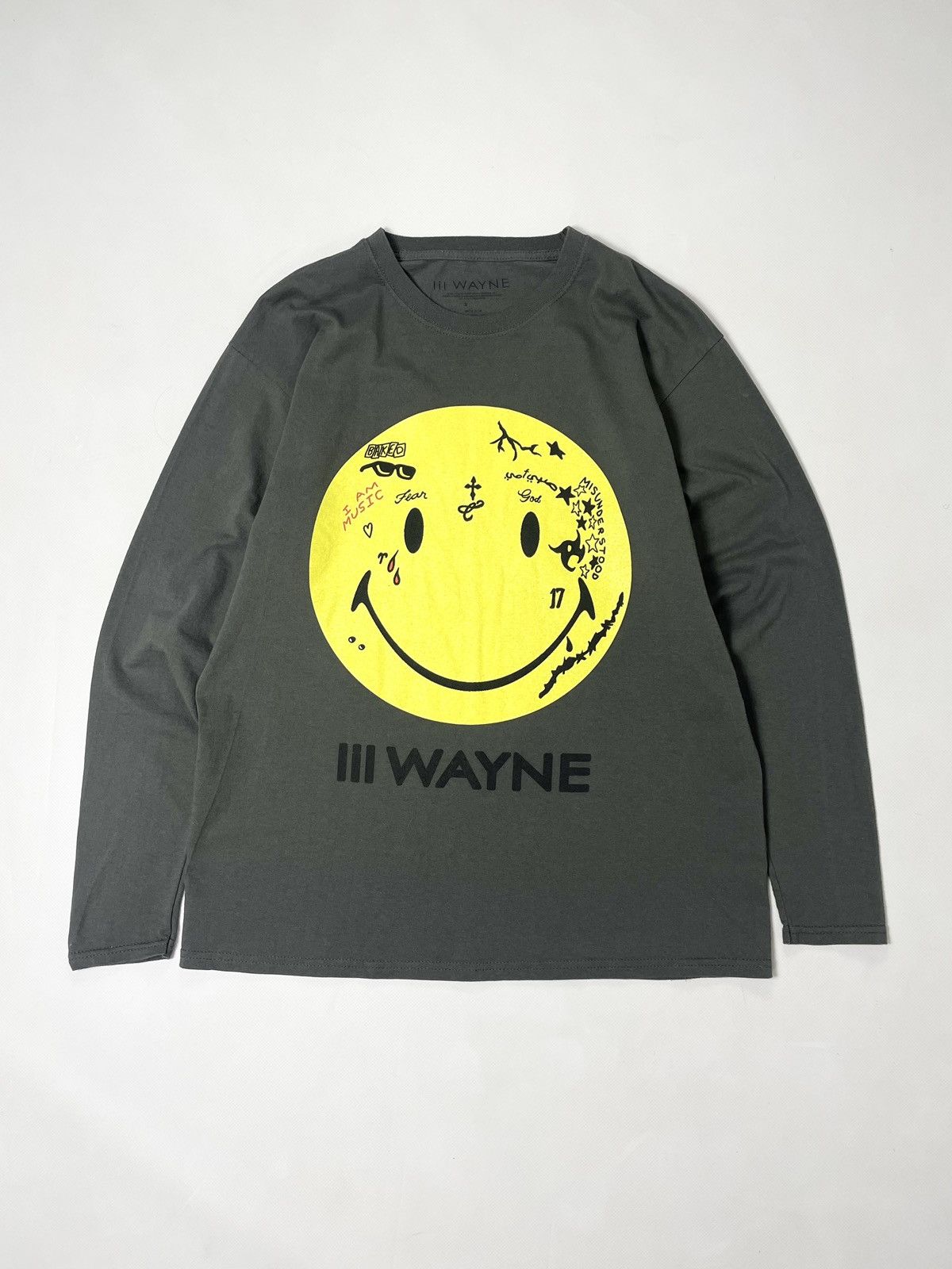 Lil Wayne 🙂 tattooed smile emoji longsleeve tee shirt