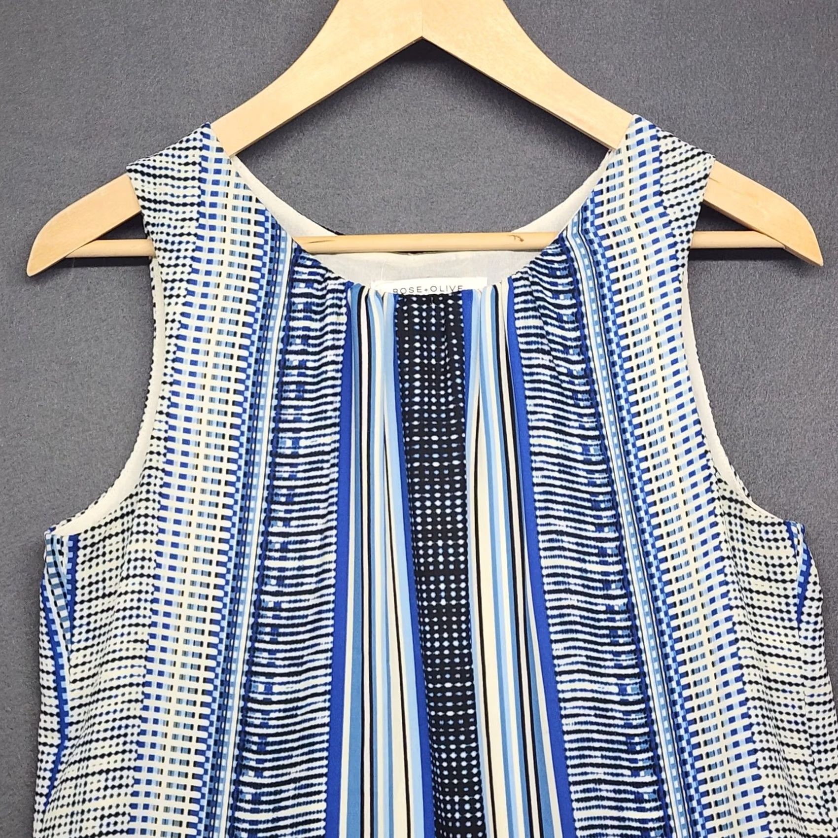 Vintage Rose + Olive Blouse Sleeveless Tank Top Womens Small Blue Stripe Layered Size S / US 4 / IT 40 - 6 Thumbnail