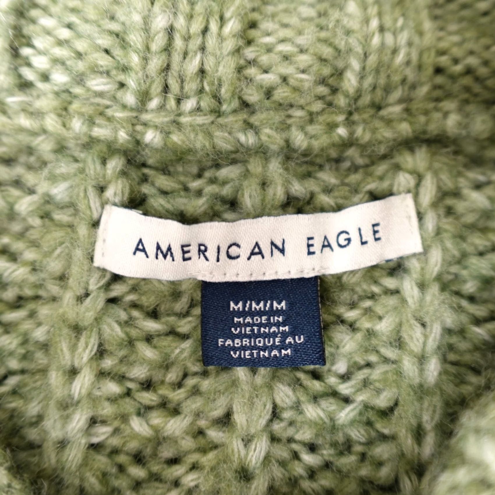 American Eagle Outfitters American Eagle Sweater Womens Medium Green Knit Crochet Crewneck Pullover Size M / US 6-8 / IT 42-44 - 3 Thumbnail