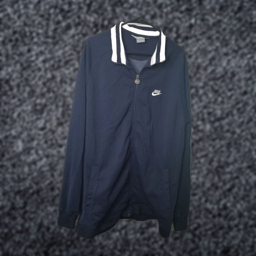 Nike Nike Track Jacket Mens 2XL Navy Blue Vintage 1990s Spell Out Athletic Outerwear Size US XXL / EU 58 / 5 - 1 Thumbnail