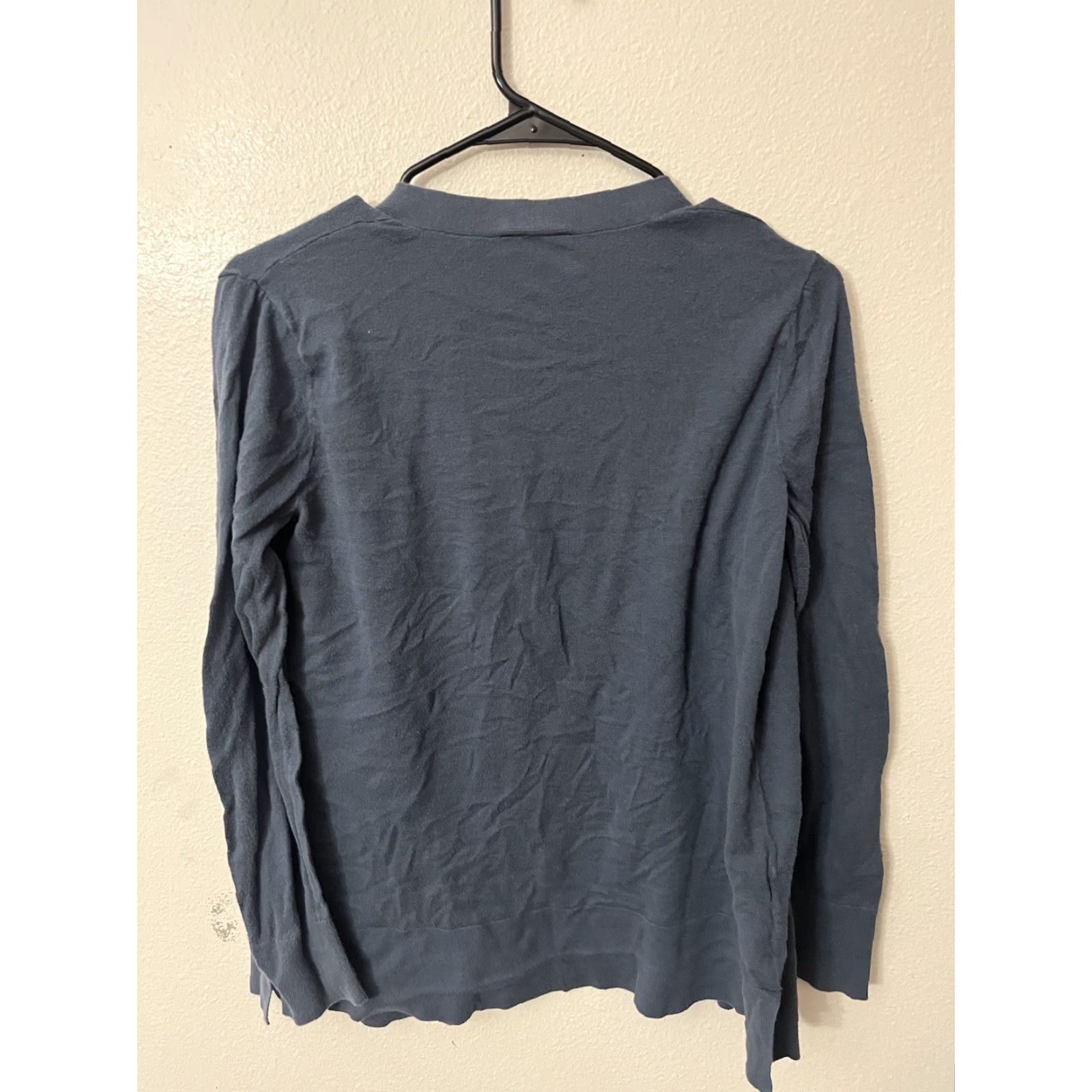 Ann Taylor VINTAGE LOFT CardiganOPEN FRONT Long Sleeves Blue Medium Womens Sweater Cardigan Cotton Blend Knit Open Front Sizes M Size M / US 6-8 / IT 42-44 - 2 Thumbnail