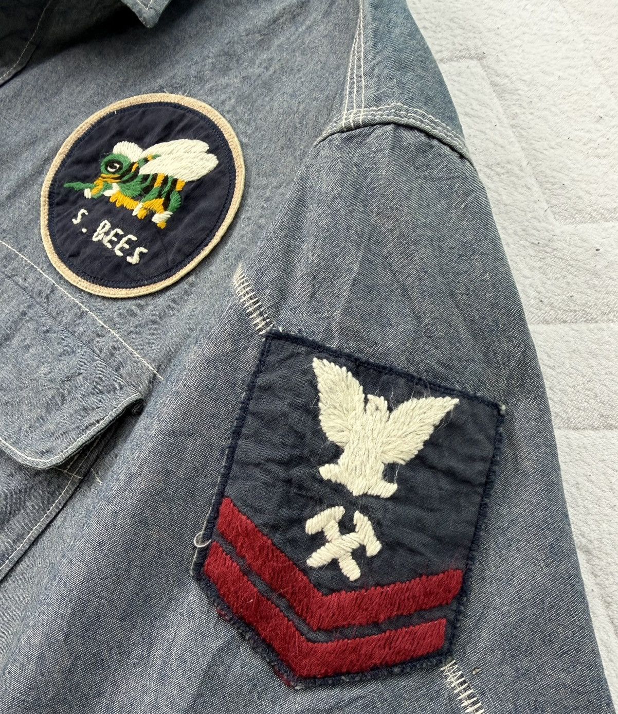 Avirex Avirex U.S Navy Patch Shirt Military Workwear Denim Style Size US XXL / EU 58 / 5 - 8 Thumbnail