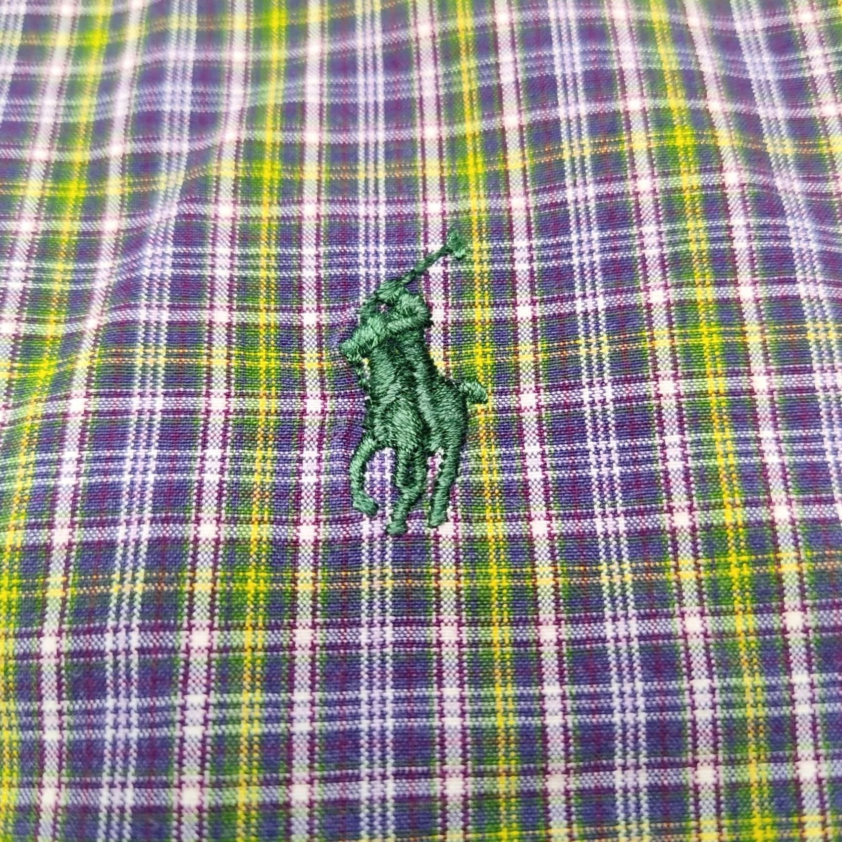 Polo Ralph Lauren VTG POLO RALPH LAUREN Classic Fit Men XL Button-Down Shirt Plaid Purple Green Cotton 100% Shirt, Long Sleeve, 17.5 Collar, 17 1/2 Size US XL / EU 56 / 4 - 2 Thumbnail