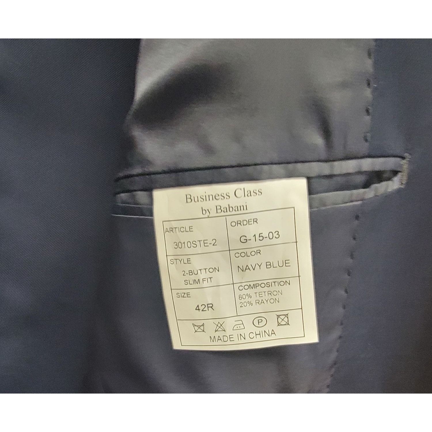 Other Mens Navy Blue Classic 2-Button Suit Polyester & Rayon Unhem Size 42R - 10 Thumbnail