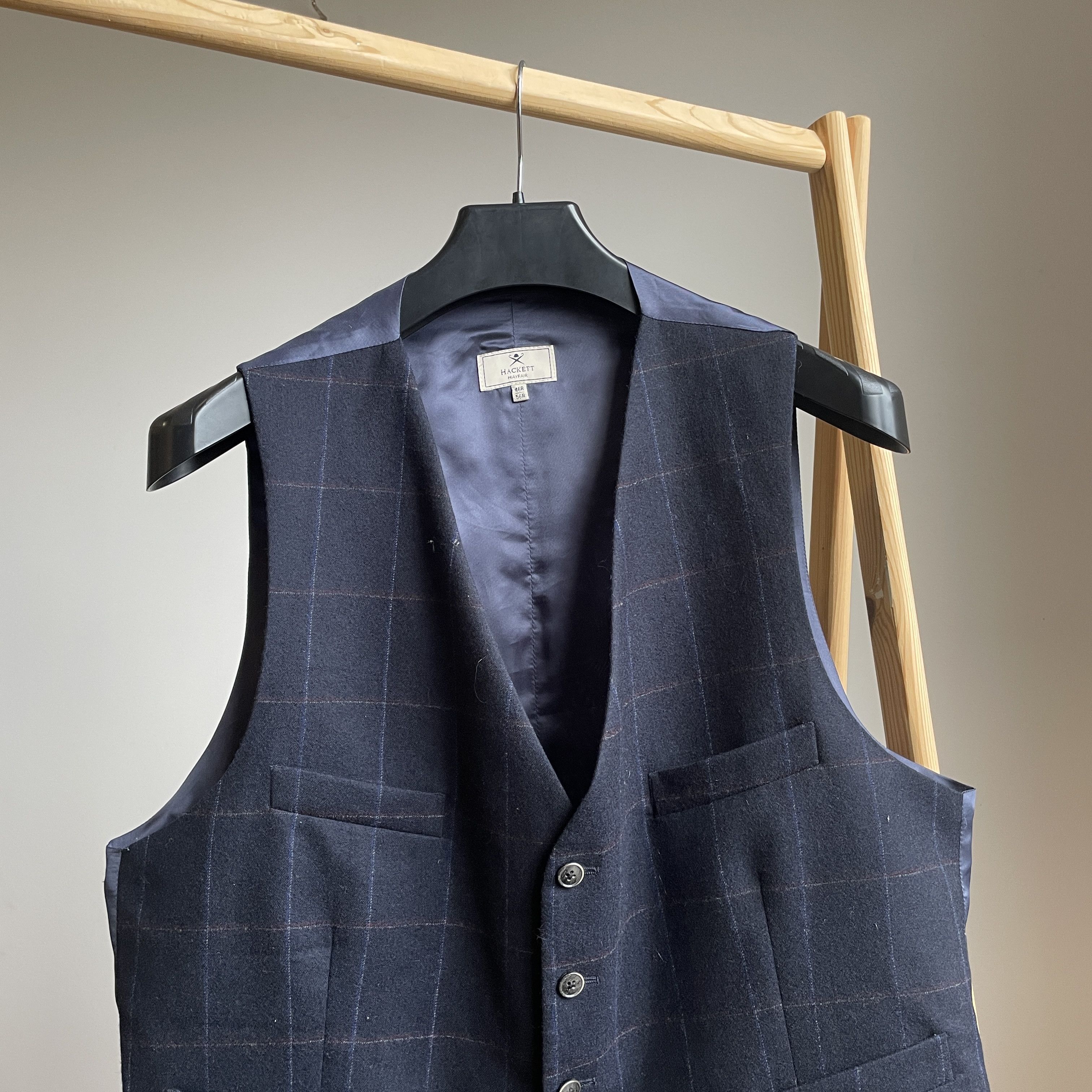 Hackett Hackett Mayfair Check Wool Waistcoat Size UK/US 46/EUR 56 Size 46R - 3 Thumbnail