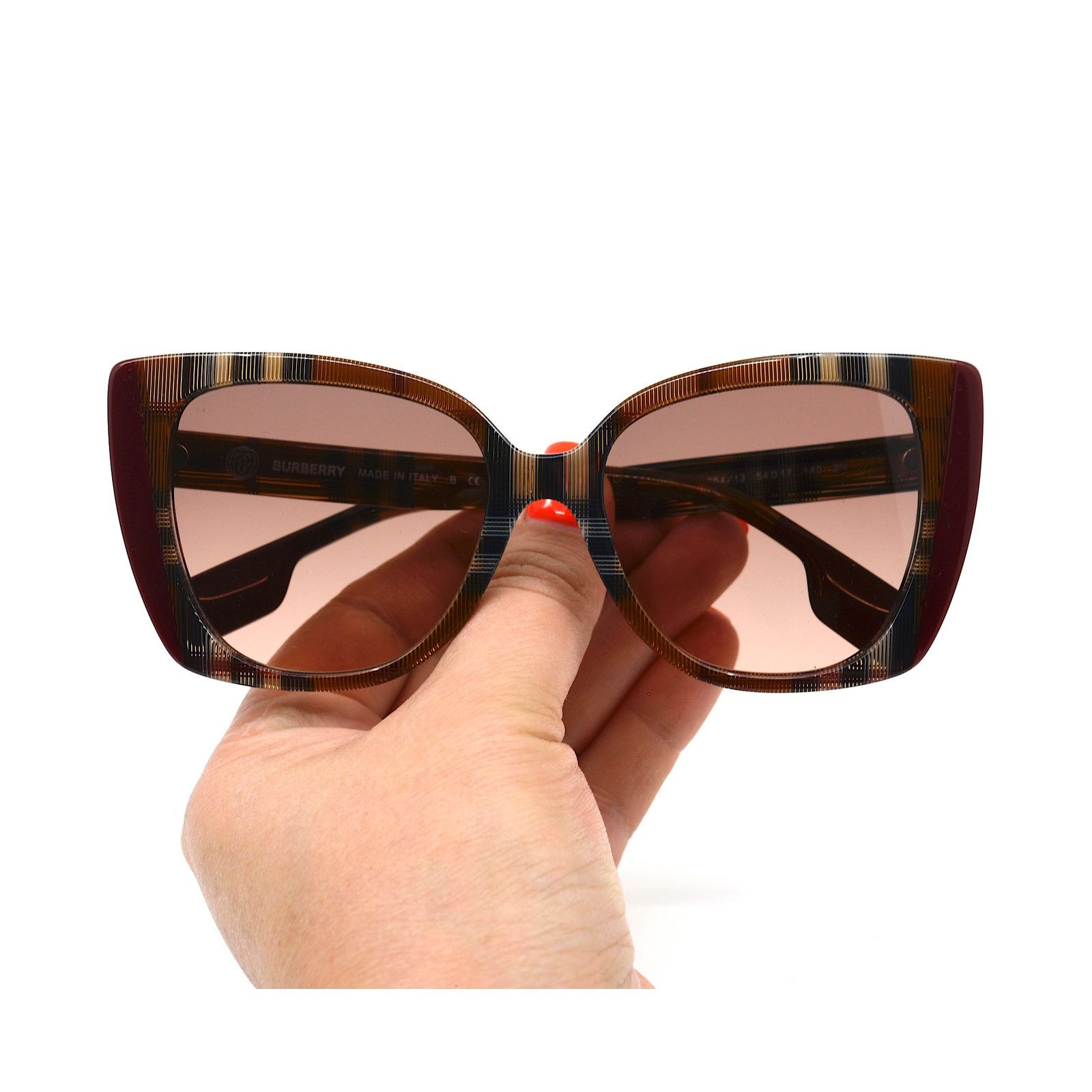 Burberry NEW BURBERRY MERYL BE4393 CHECK BROWN/BORDEAUX SUNGLASSES Size ONE SIZE - 12 Thumbnail