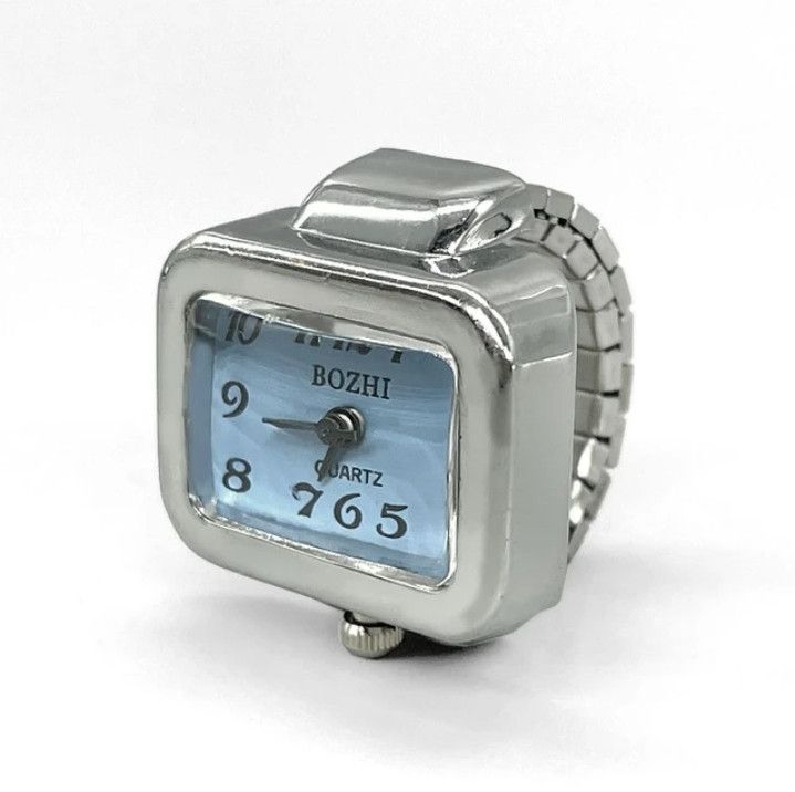 Jewelry y2k 2000s vintage retro silver tone watch ring round face Size ONE SIZE - 2 Thumbnail