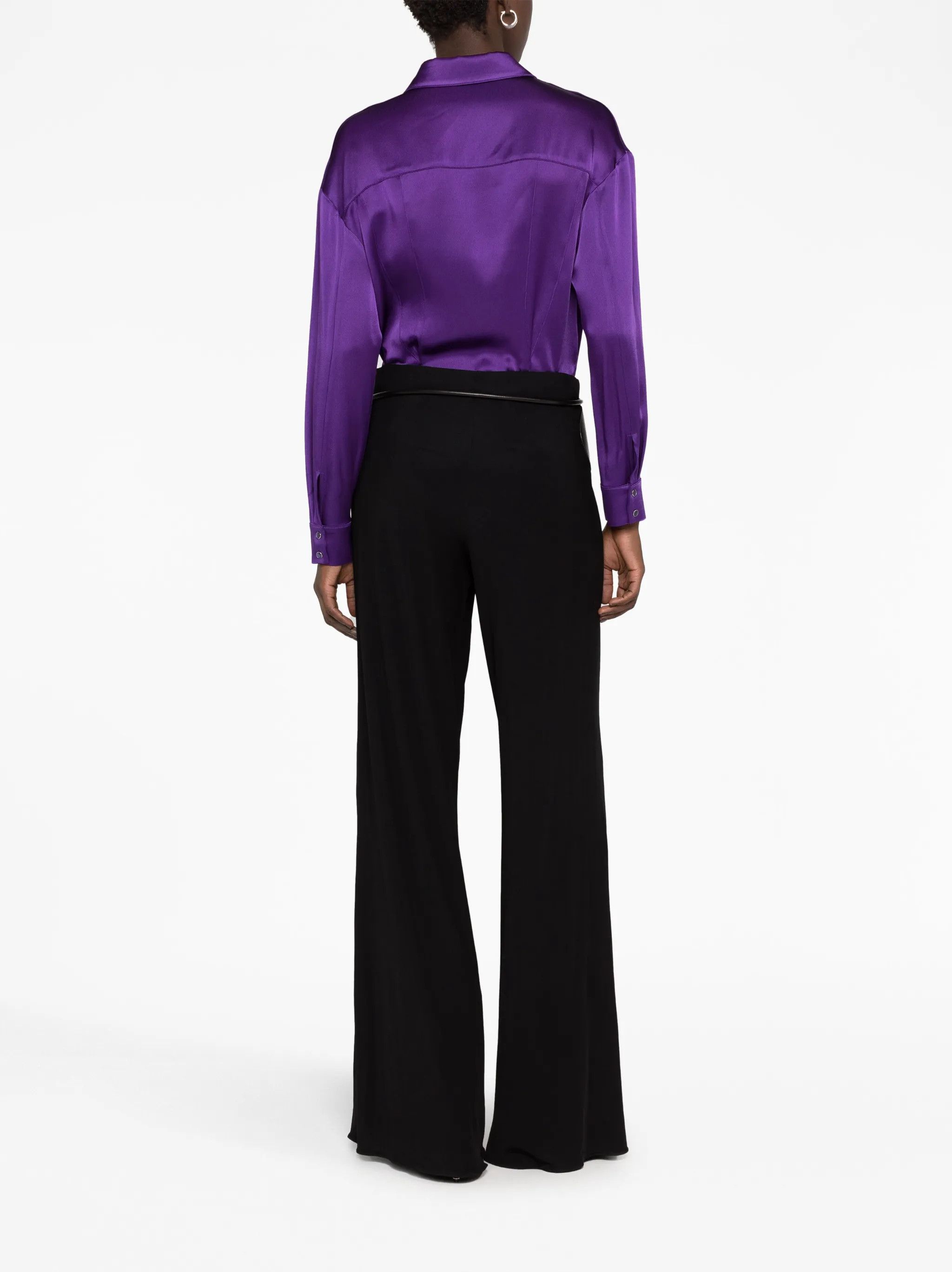 Tom Ford o1w1db10225 PAJ147 Cut-out Wide-leg Silk Pant in Black Size 27" / US 4 / IT 40 - 6 Thumbnail