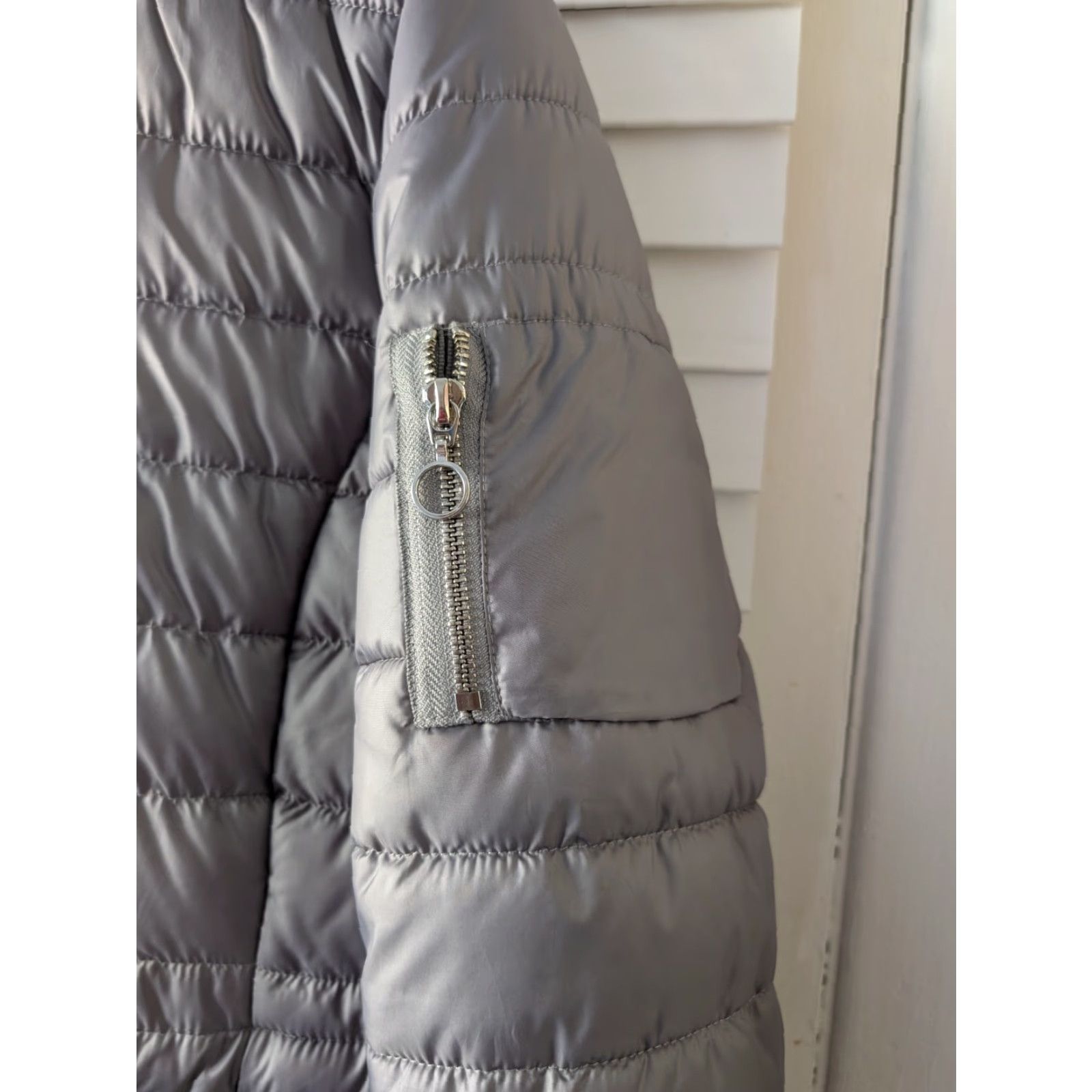 Kenneth Cole KENNETH COLE Womens Coat M Gray Puffy Lined Knee Length Zipup Pockets Mockneck Size M / US 6-8 / IT 42-44 - 5 Thumbnail