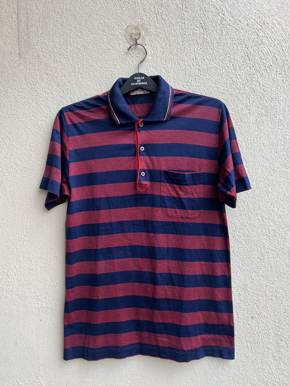 Celine Vintage Celine Paris Made in Italy Border Striped Polo Shirt Size US S / EU 44-46 / 1 - 15 Thumbnail