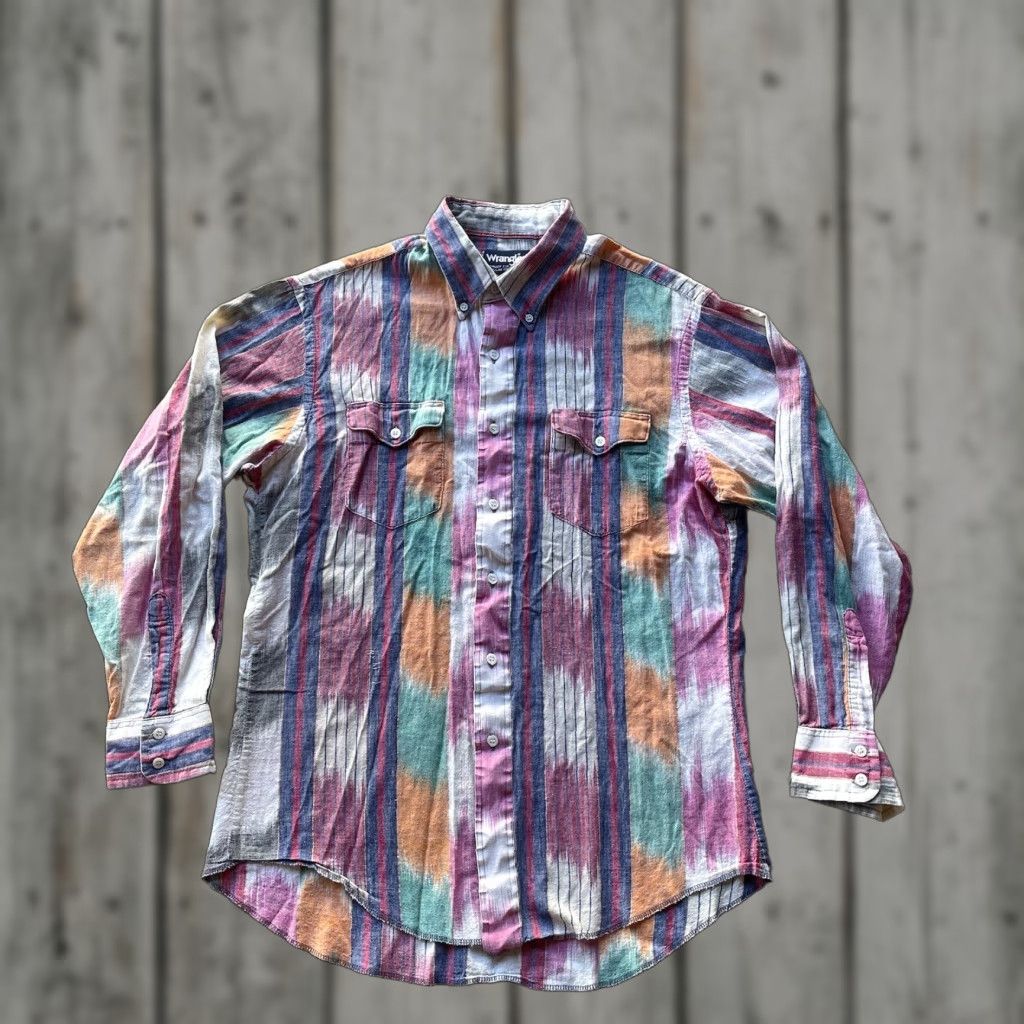 Wrangler VINTAGE Wrangler Shirt Mens Button-Up Western Aztec Long Sleeve White Cotton 16 33 M Mens Size US M / EU 48-50 / 2 - 1 Thumbnail