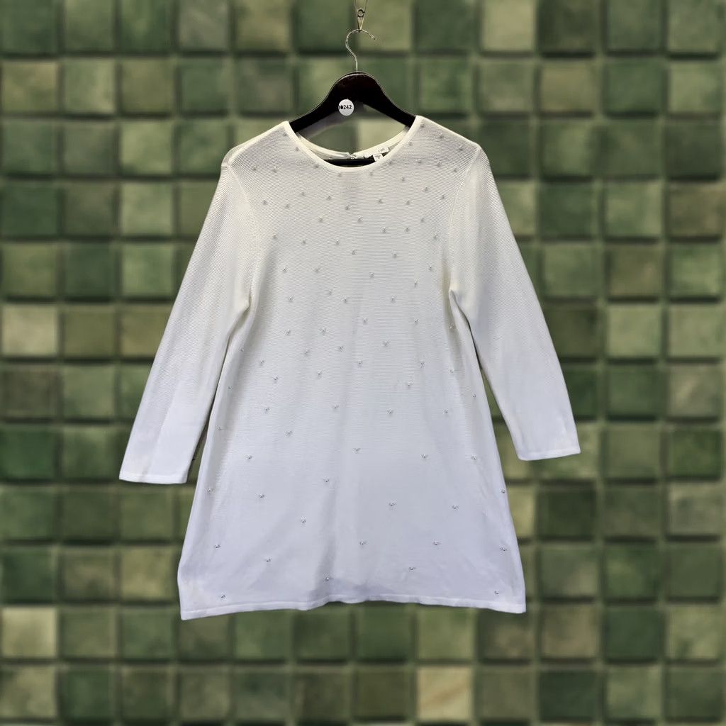 Vintage VINTAGE J Jill Ivory Pearl Studded Knit Tunic Top Womens Medium-10242 Size M / US 6-8 / IT 42-44 - 1 Thumbnail