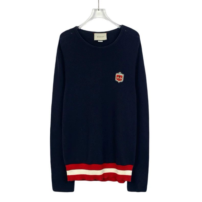 Gucci Gucci Dark blue bee embroidery cotton round-neck long-sleev Size US L / EU 52-54 / 3 - 1 Thumbnail