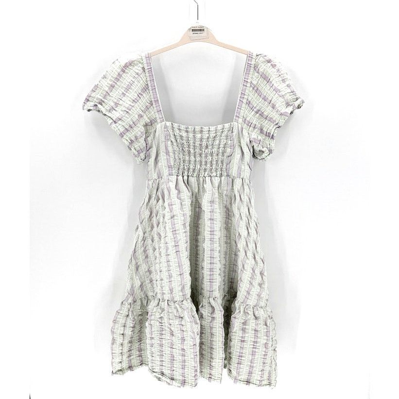Ganni Ganni stripe seersucker green purple babydoll dress sz 38/6 Size M / US 6-8 / IT 42-44 - 1 Thumbnail
