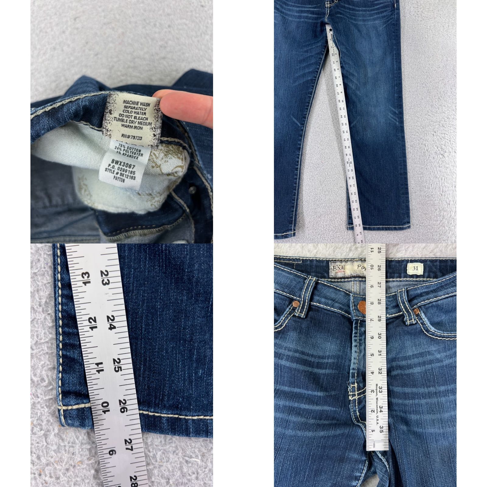 Vintage BKE Jeans Womens 31 Blue Denim Bootcut Cotton Payton Embroidered Buckle Size 24" / US 00 / IT 34 - 8 Thumbnail