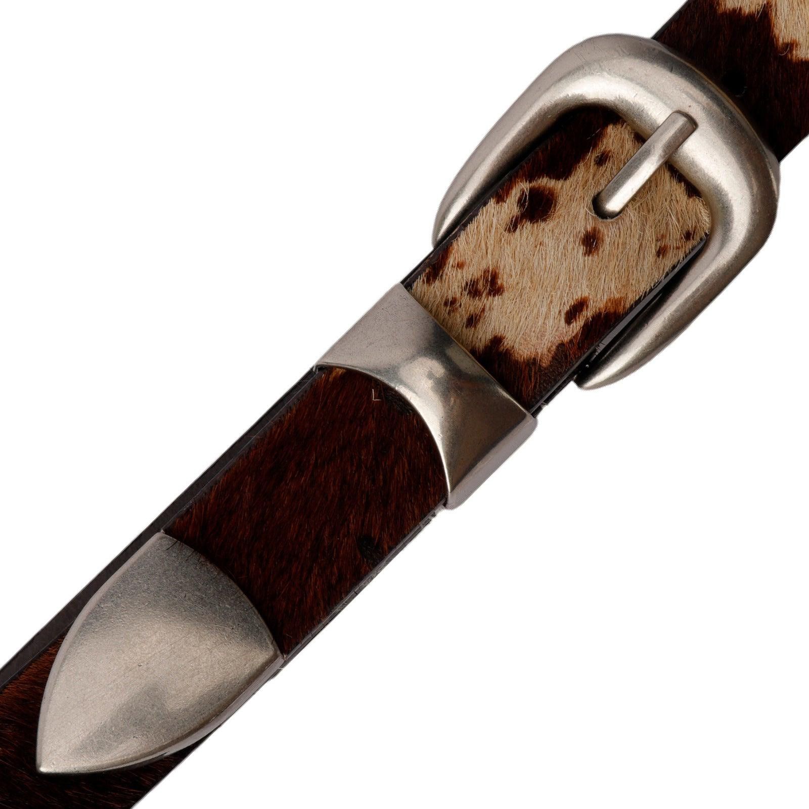 Leather Genuine Cow-Hair Spotted Head-Layer Leather Belt Size ONE SIZE - 3 Thumbnail