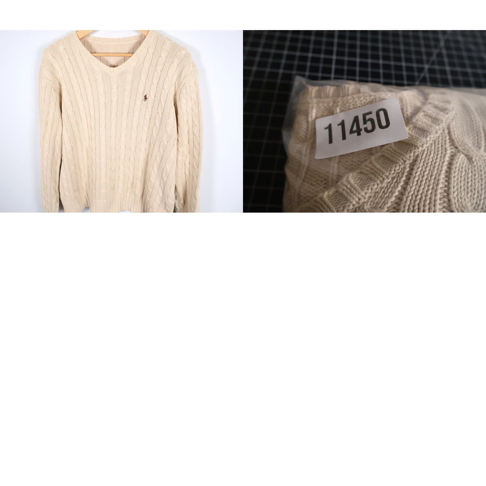 Polo Ralph Lauren VINTAGE Polo Ralph Lauren Sweater Shirt Mens XL Beige Cable Knit Cotton V-Neck Heavyweight Size US XL / EU 56 / 4 - 9 Thumbnail