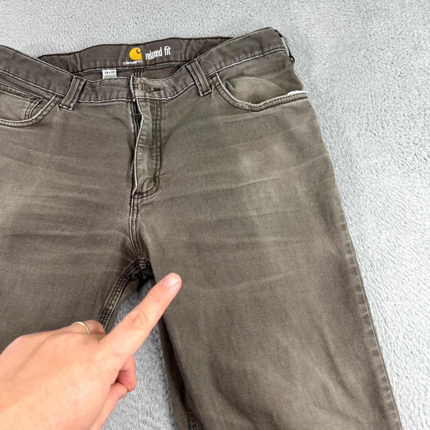 Carhartt VINTAGE Carhartt Relaxed Fit Carpenter Pants Mens 36x30 Gray Canvas Workwear Brown Size US 36 / EU 52 - 5 Thumbnail